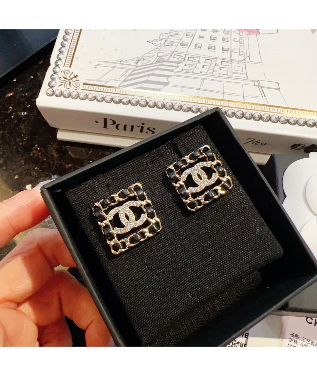 CHANEL Черные серьги, фото 4
