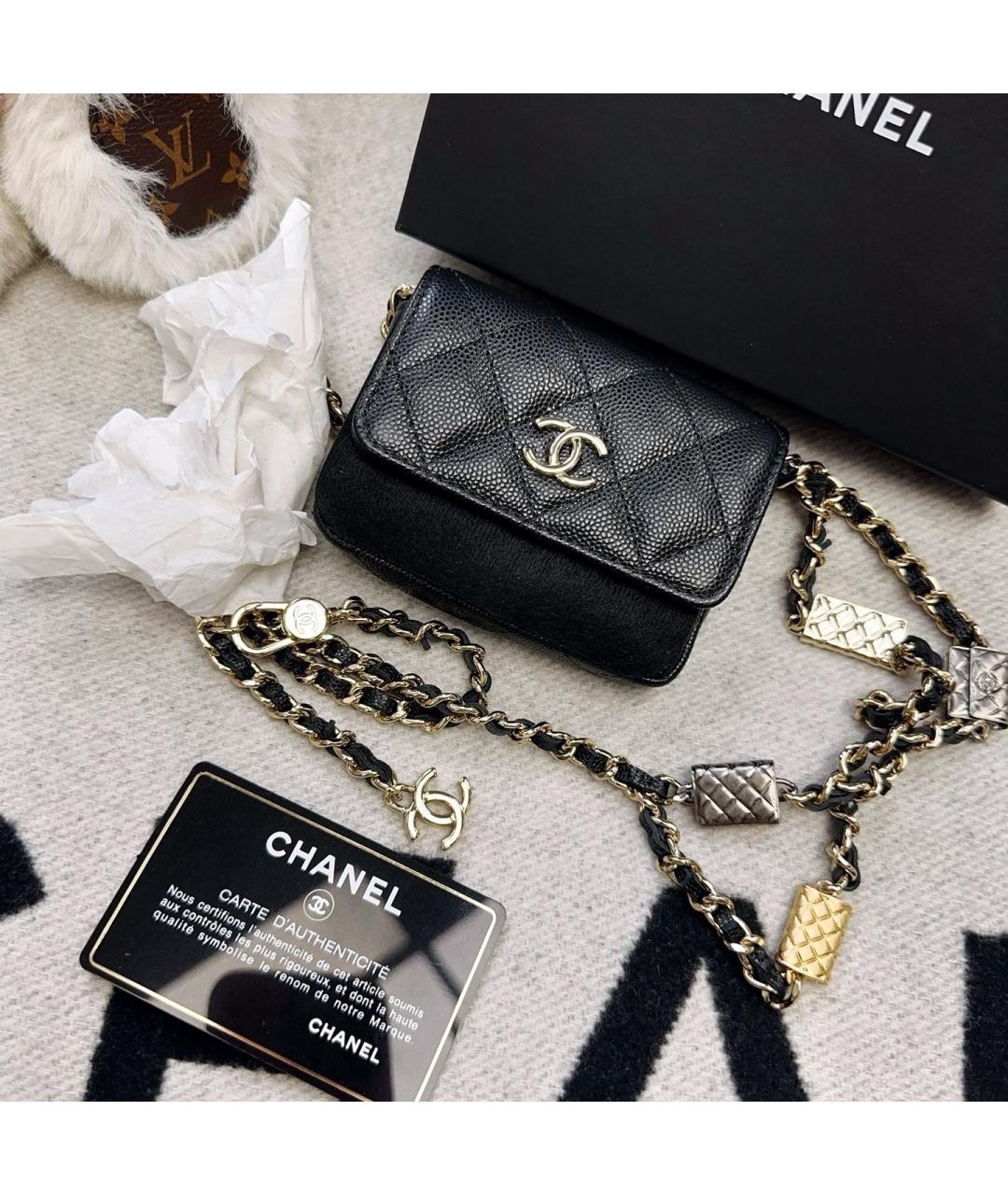 CHANEL Черная кожаная поясная сумка, фото 9