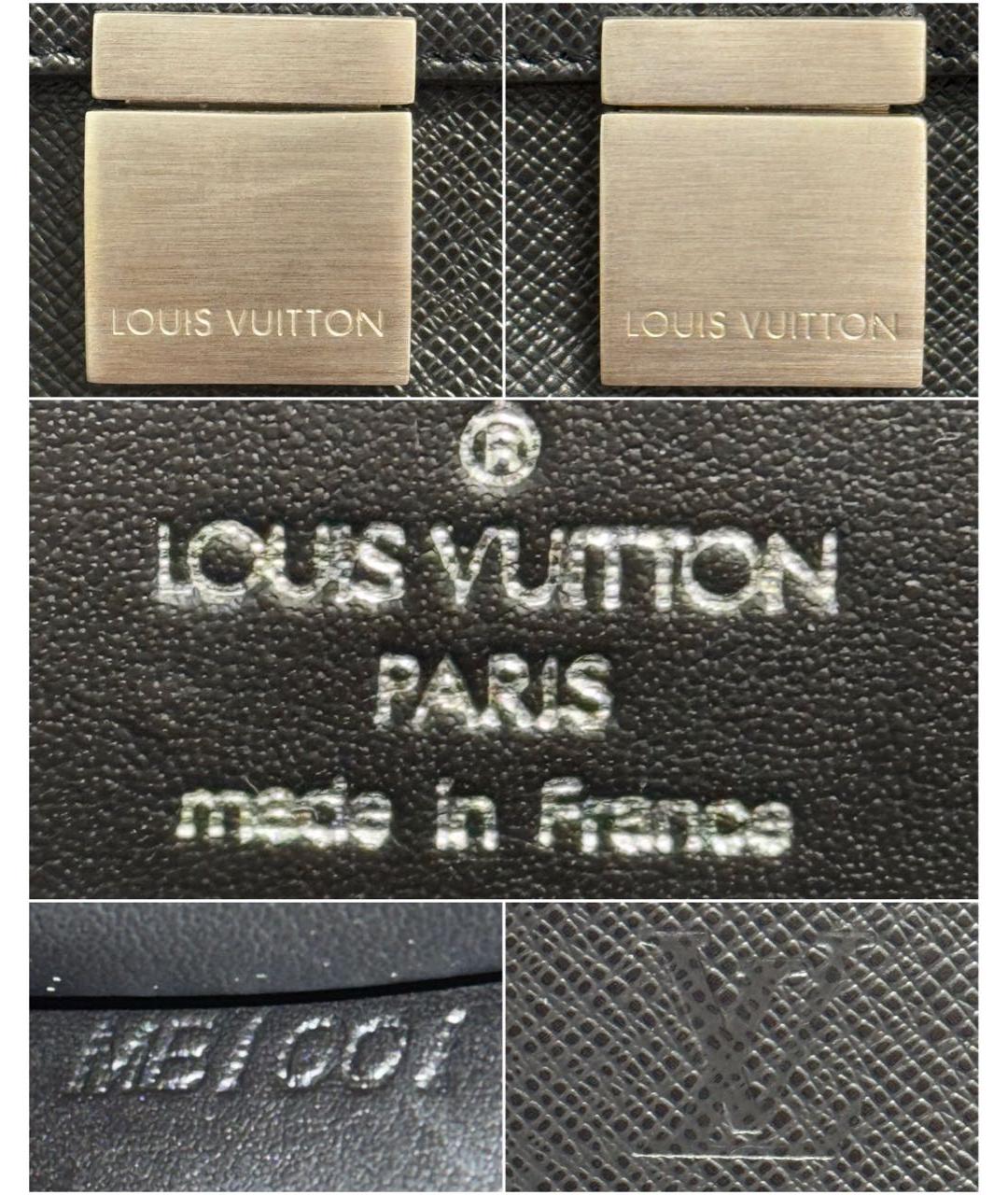 LOUIS VUITTON Черный кожаный портфель, фото 5