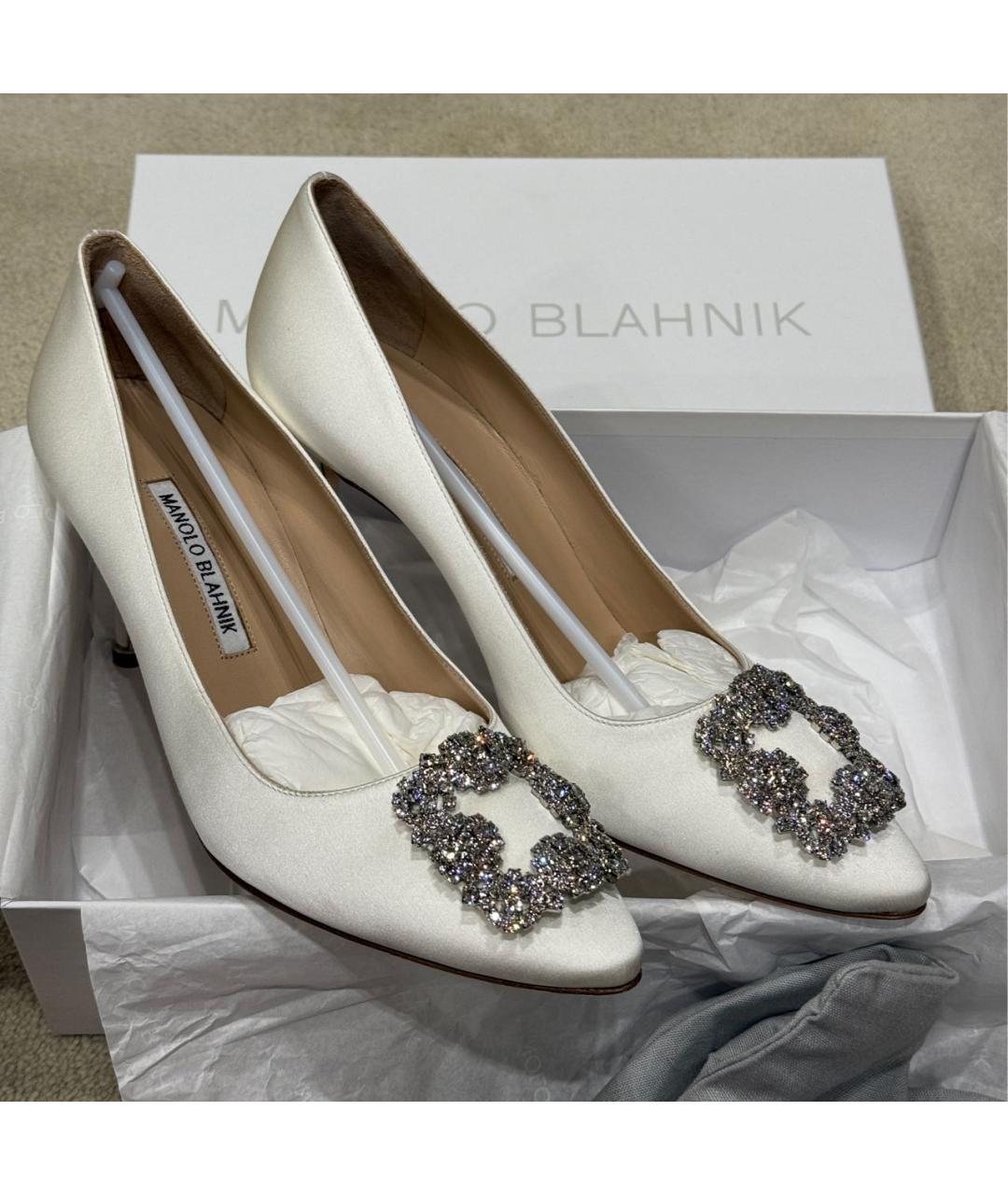 MANOLO BLAHNIK Белые текстильные туфли, фото 2