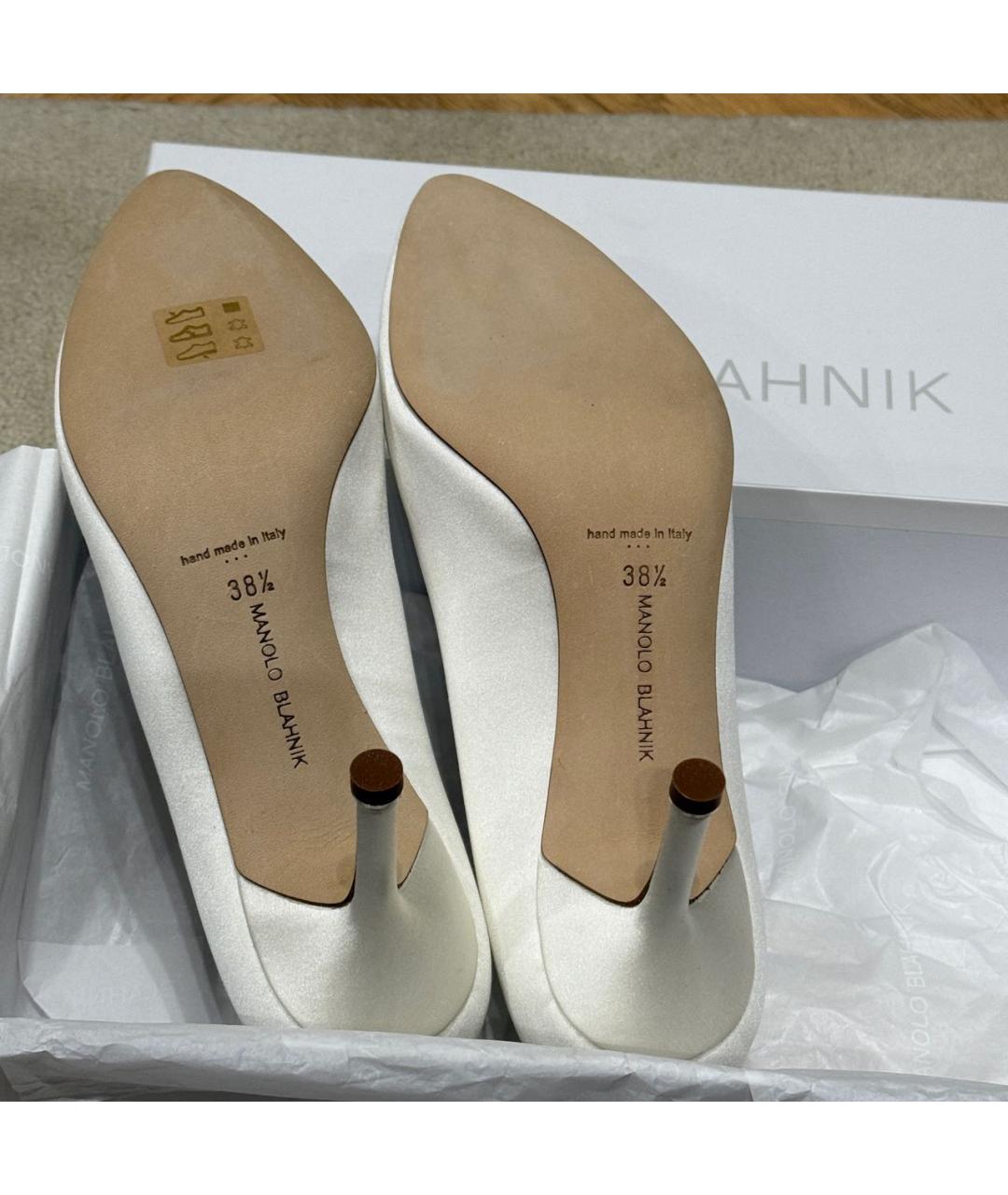 MANOLO BLAHNIK Белые текстильные туфли, фото 3