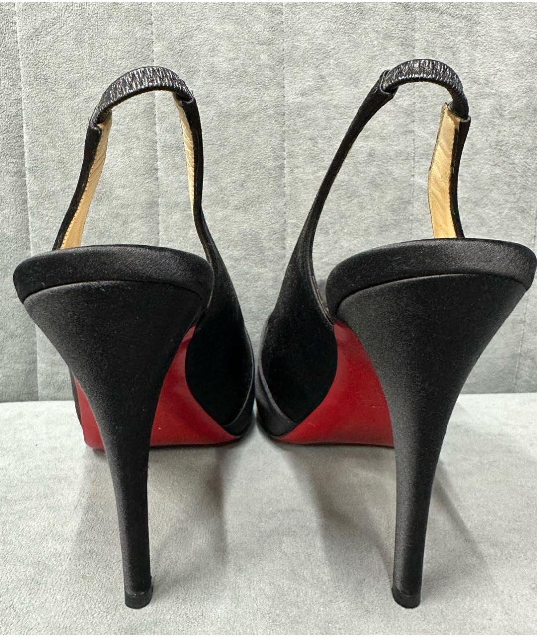 CHRISTIAN LOUBOUTIN Черные текстильные босоножки, фото 4