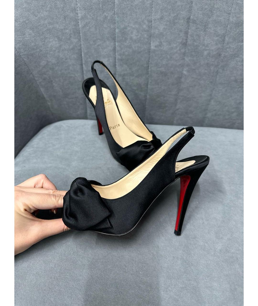 CHRISTIAN LOUBOUTIN Черные текстильные босоножки, фото 8