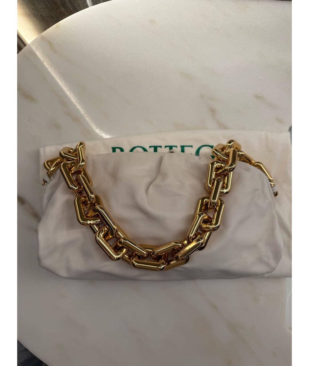 BOTTEGA VENETA Белая кожаная сумка через плечо, фото 4