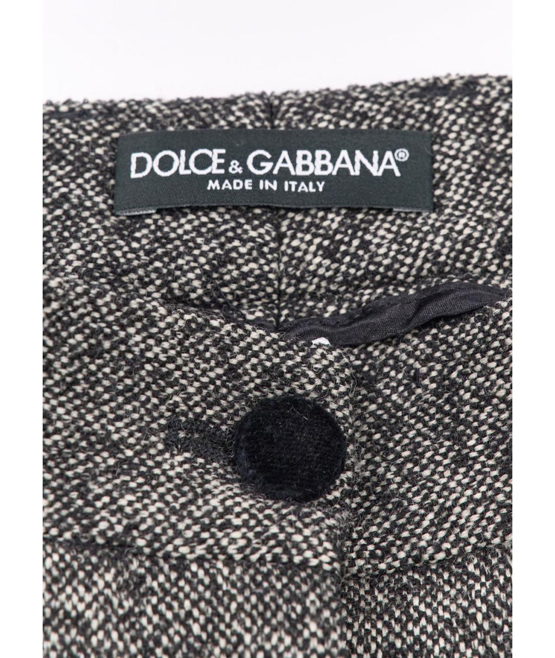 DOLCE&GABBANA Серые шерстяные прямые брюки, фото 3