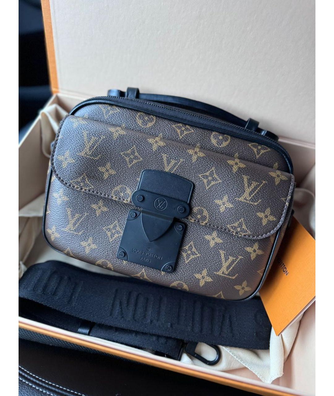 LOUIS VUITTON Коричневая кожаная сумка на плечо, фото 9