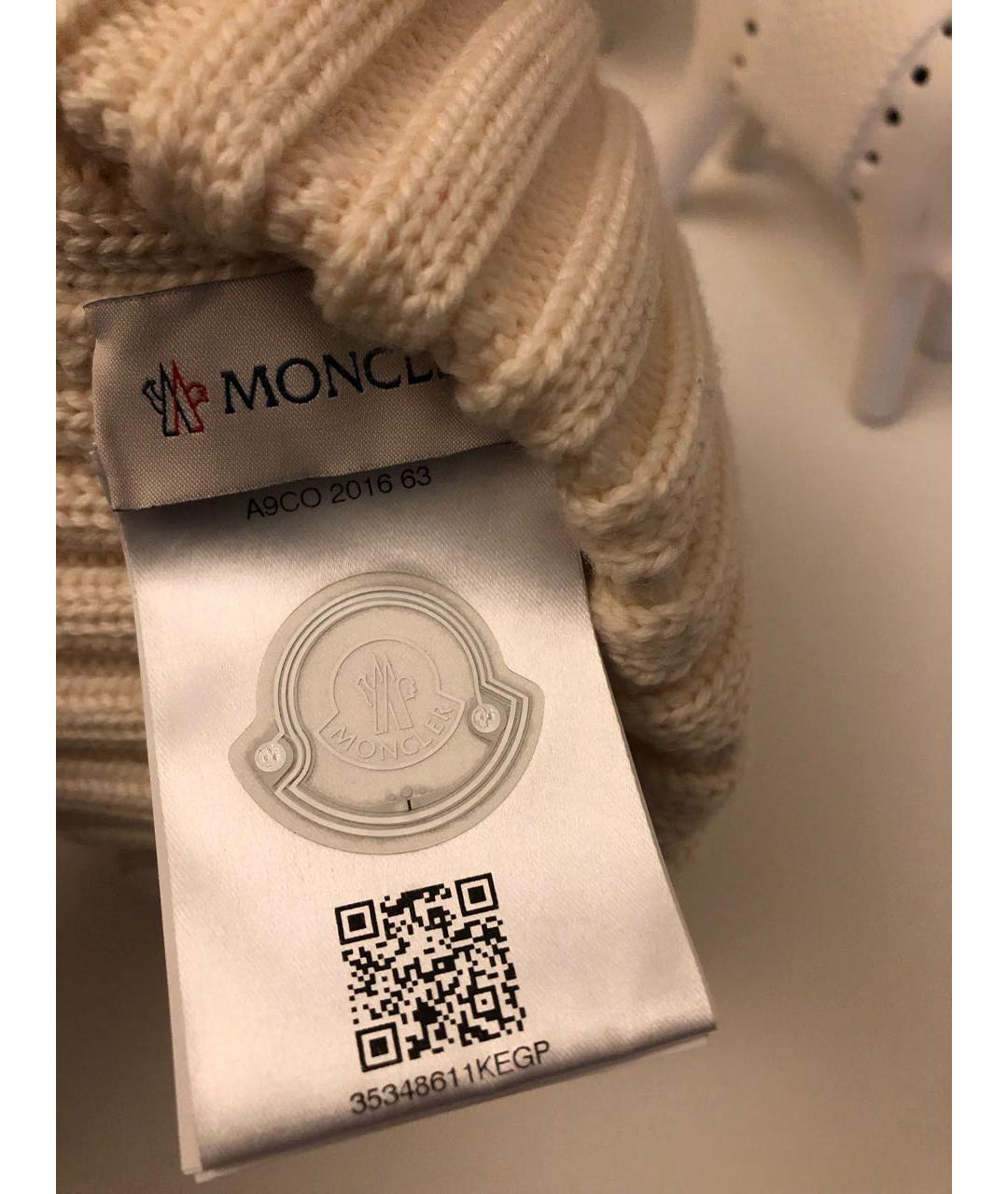 MONCLER Белая шерстяная шапка, фото 5