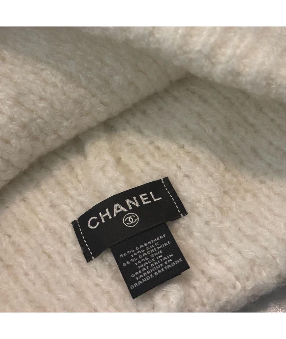 CHANEL Белая кашемировая шапка, фото 3