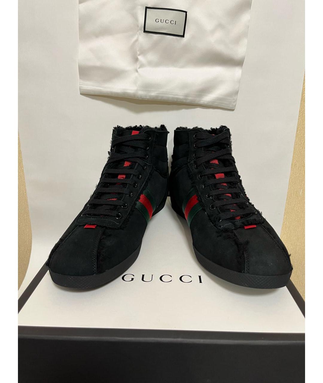 GUCCI Черные замшевые высокие кроссовки / кеды, фото 5