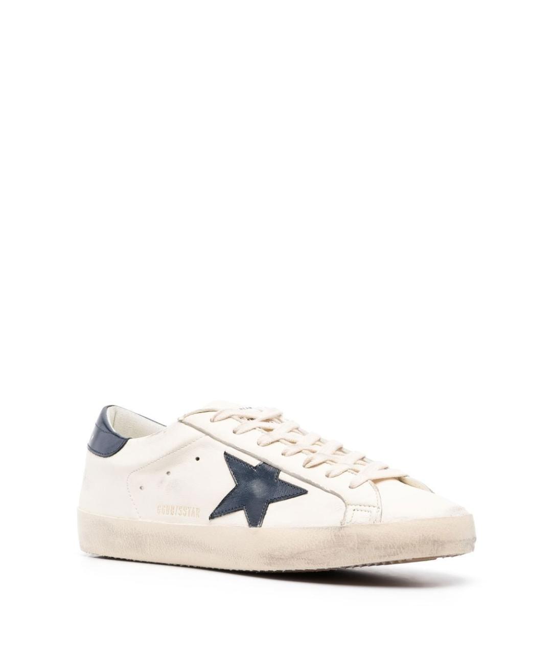 GOLDEN GOOSE Белые кожаные низкие кроссовки / кеды, фото 4