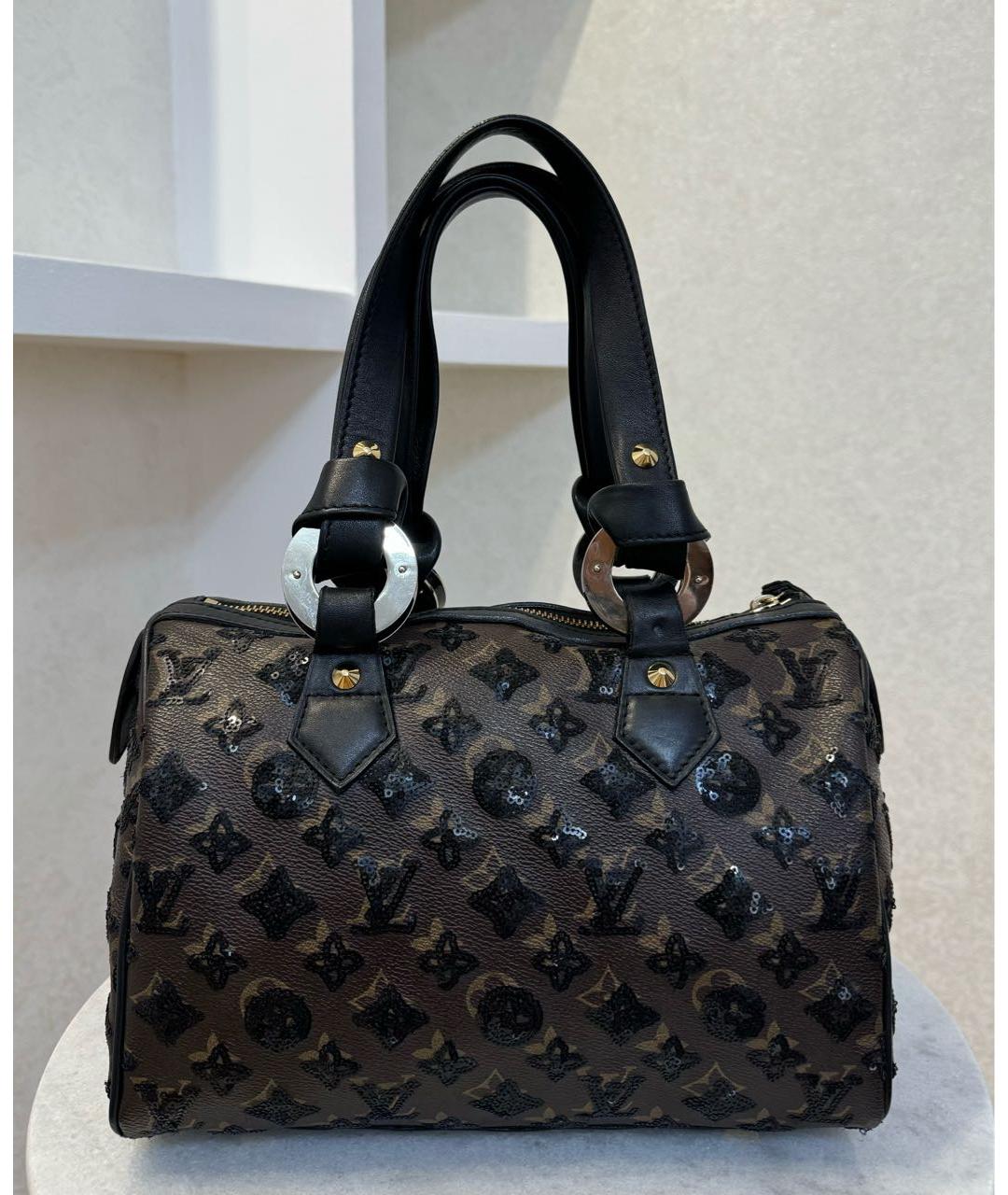 LOUIS VUITTON Коричневая кожаная сумка с короткими ручками, фото 2