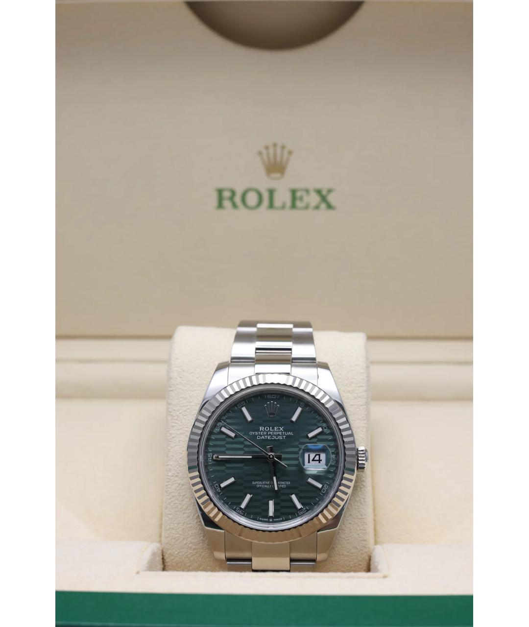 ROLEX Зеленые часы из белого золота, фото 2