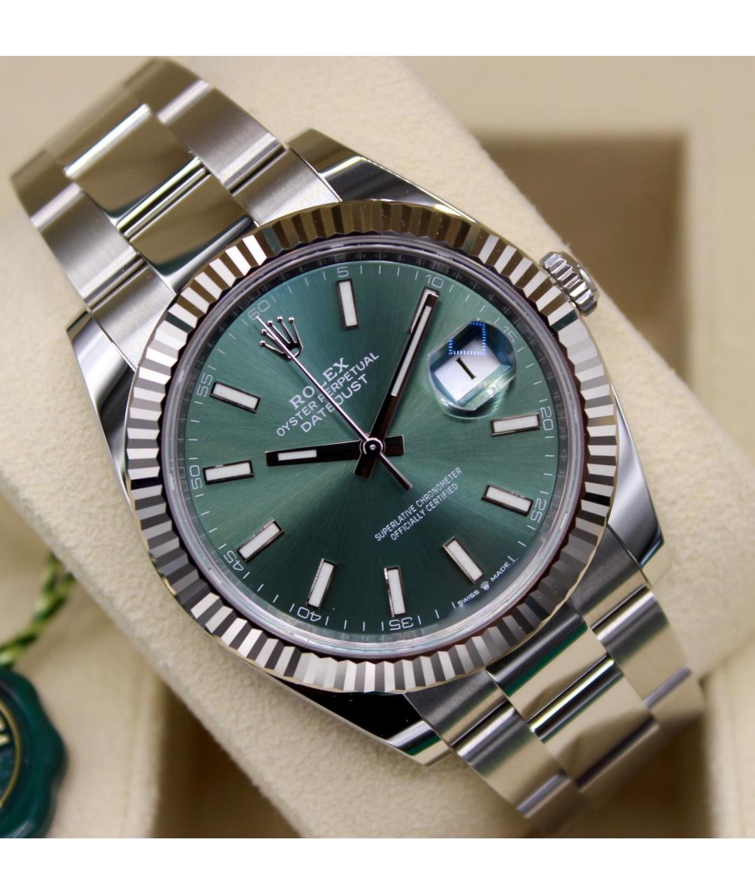 ROLEX Зеленые часы из белого золота, фото 2