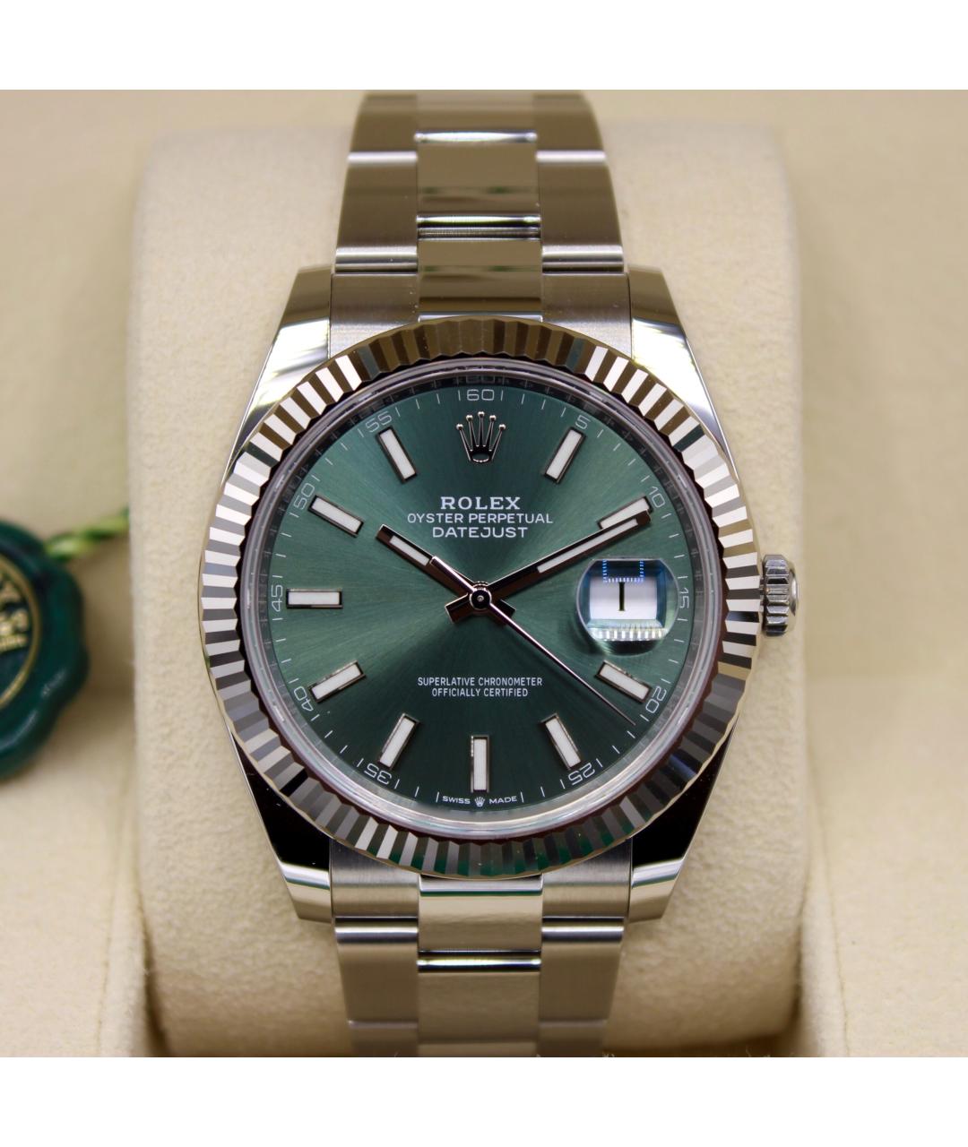 ROLEX Зеленые часы из белого золота, фото 3