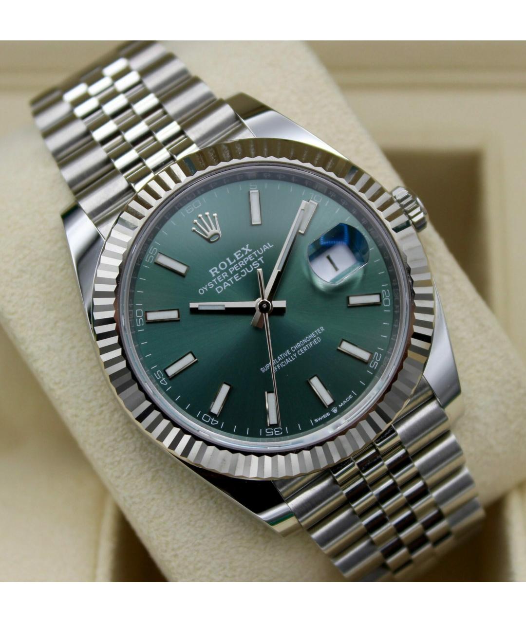 ROLEX Зеленые часы из белого золота, фото 2