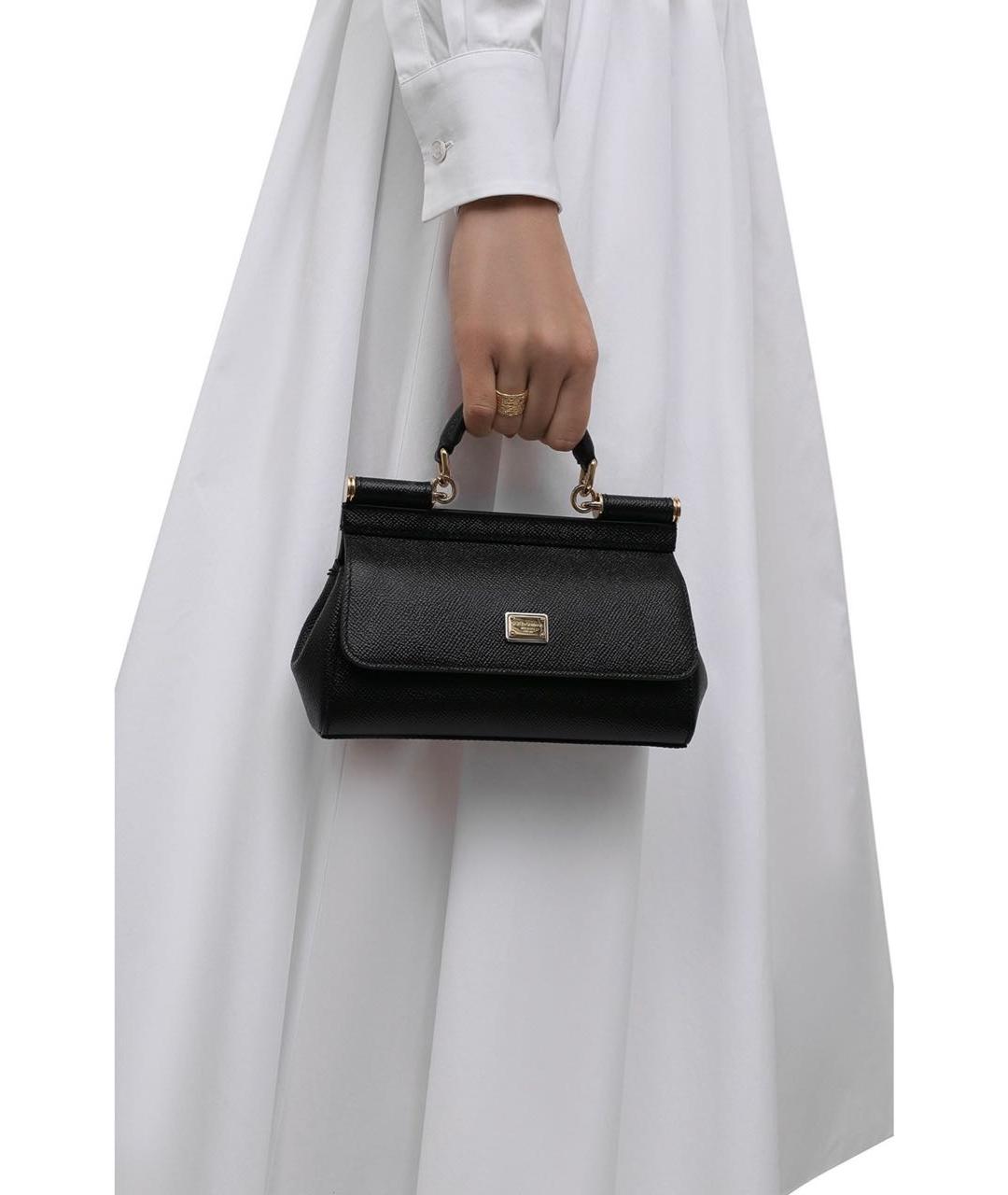 DOLCE&GABBANA Черная кожаная сумка через плечо, фото 6