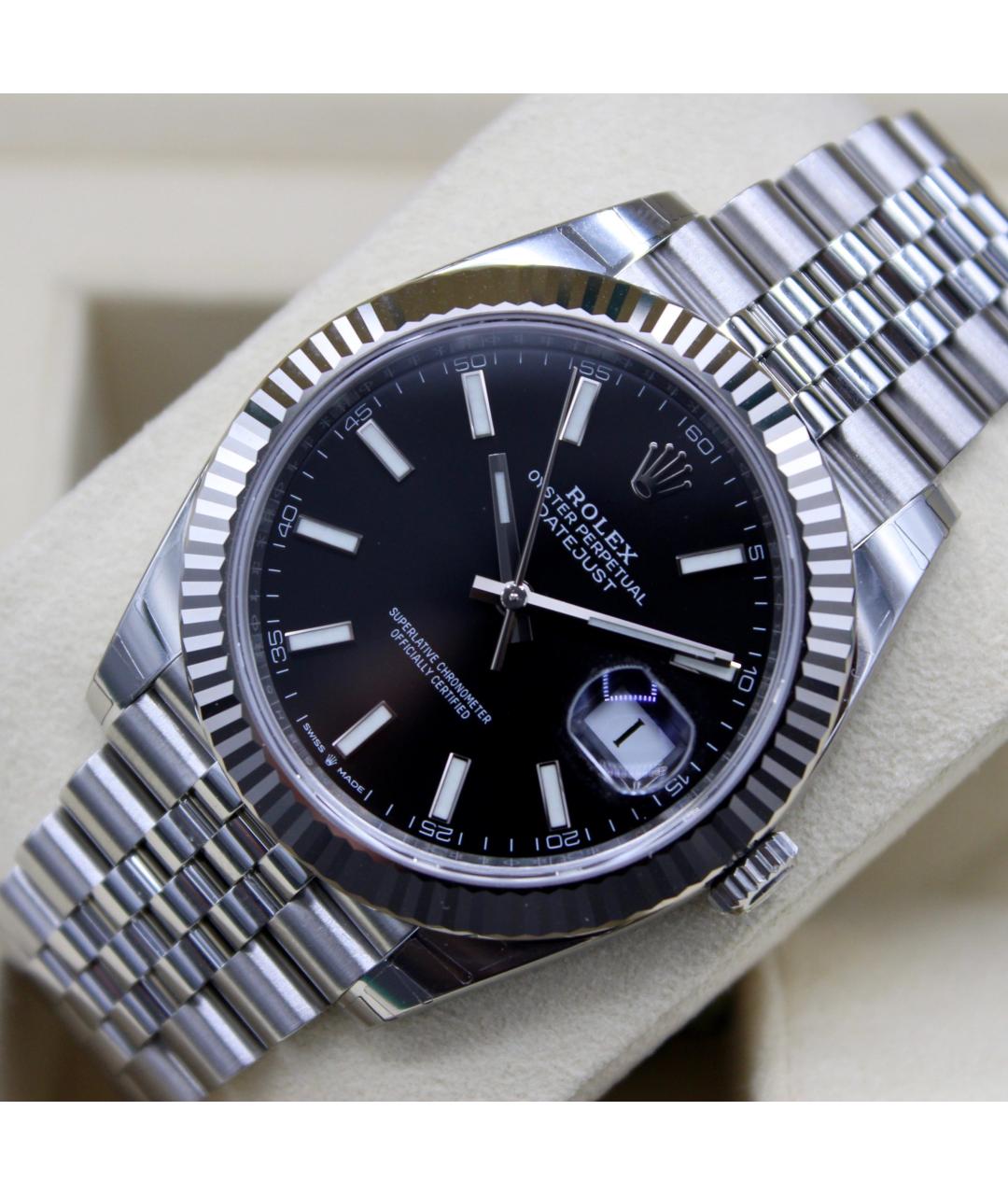 ROLEX Черные часы из белого золота, фото 4