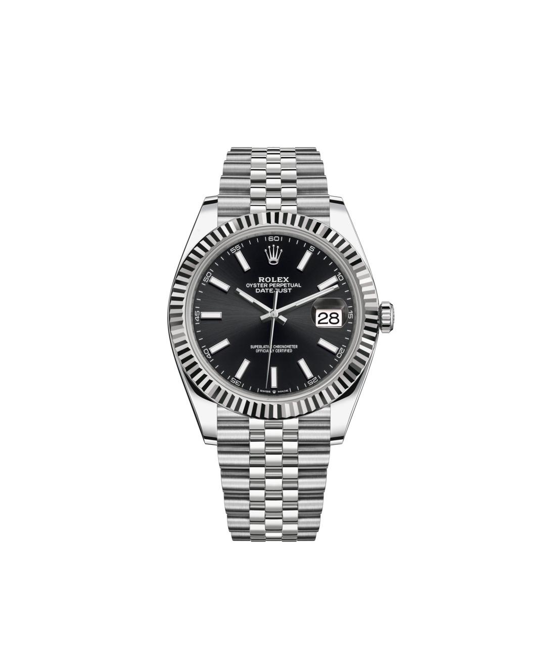 ROLEX Черные часы из белого золота, фото 1