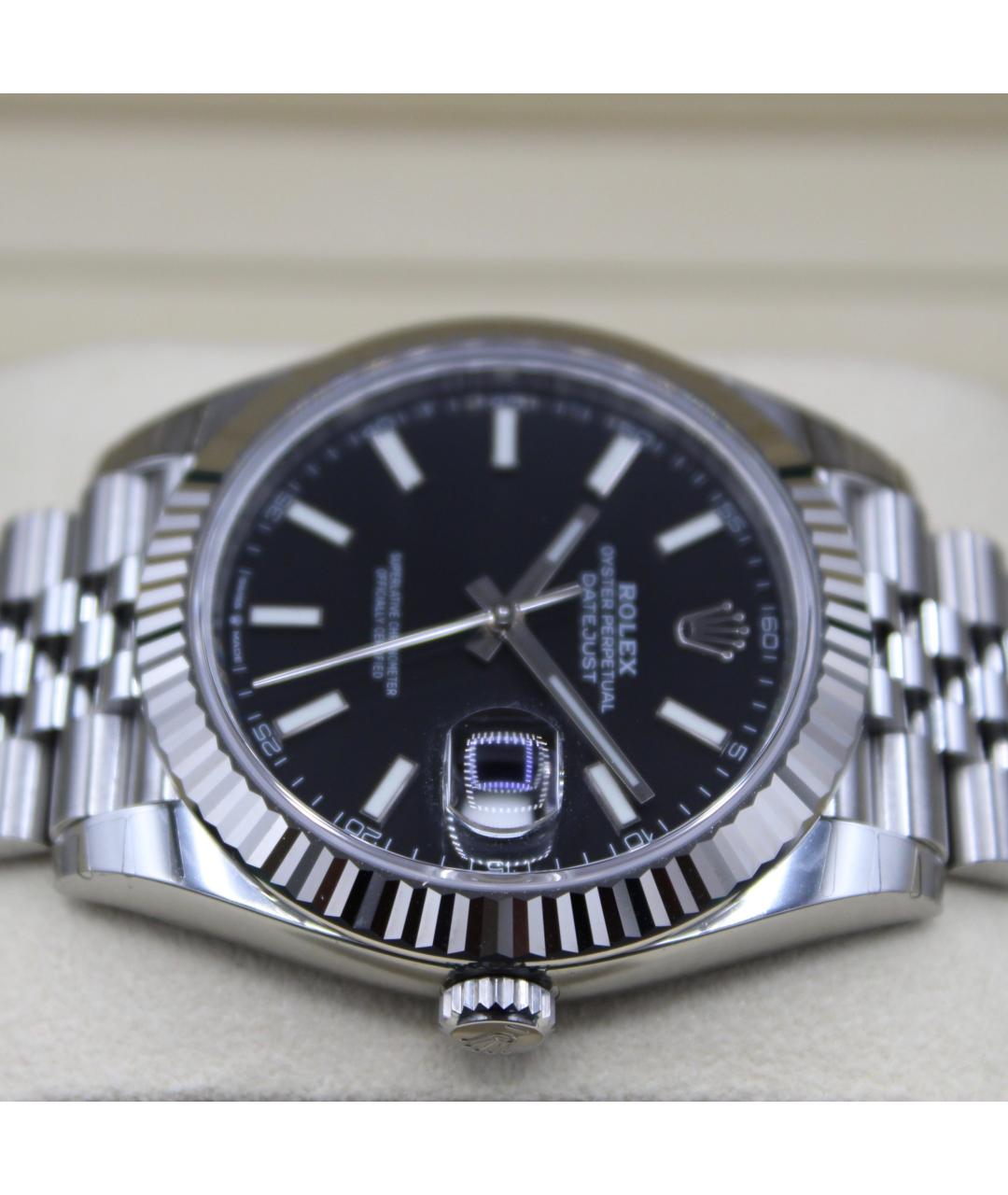 ROLEX Черные часы из белого золота, фото 3