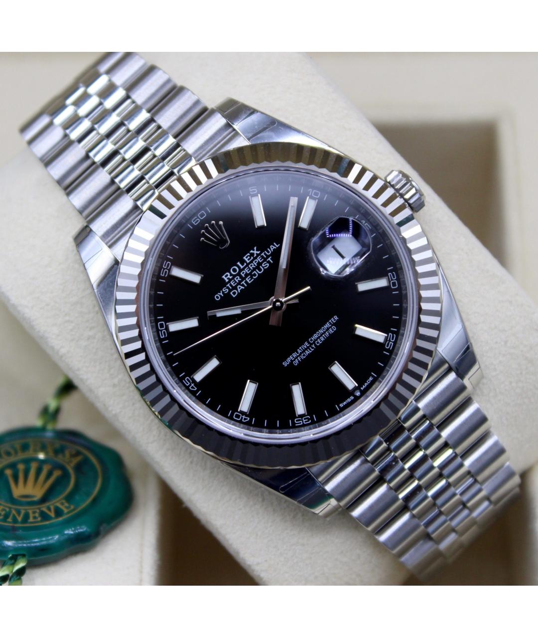 ROLEX Черные часы из белого золота, фото 2