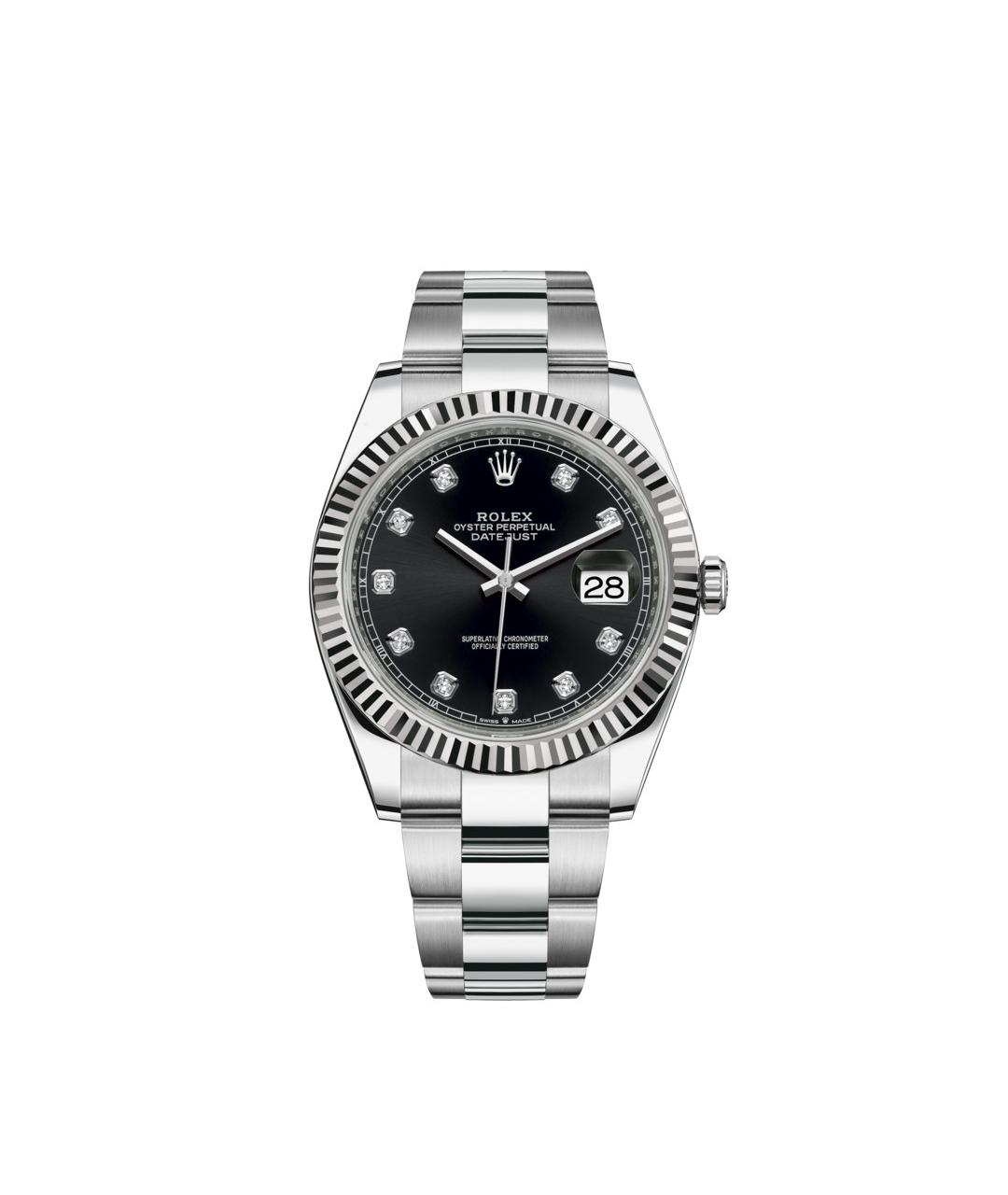 ROLEX Черные часы из белого золота, фото 1