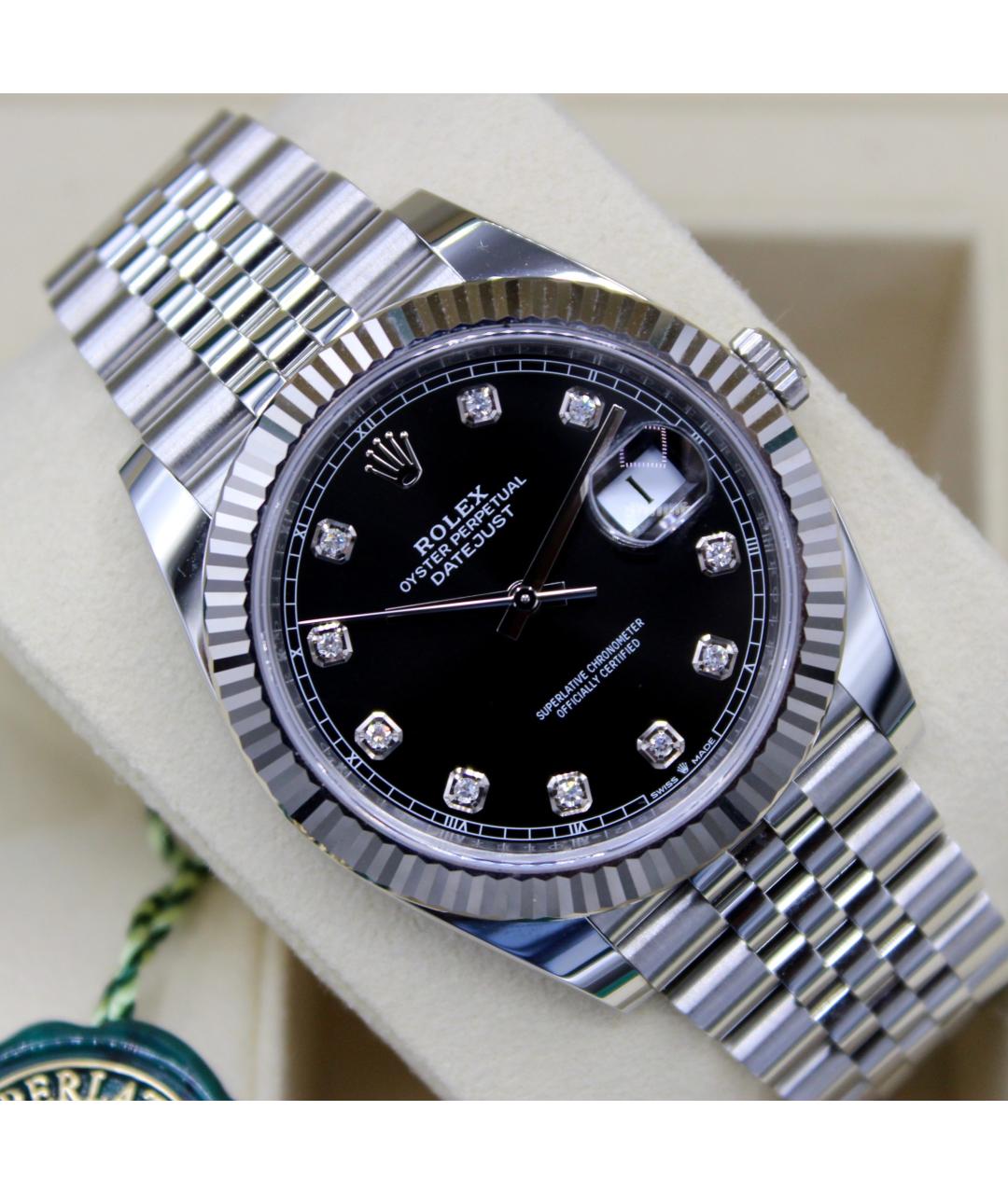 ROLEX Черные часы из белого золота, фото 2