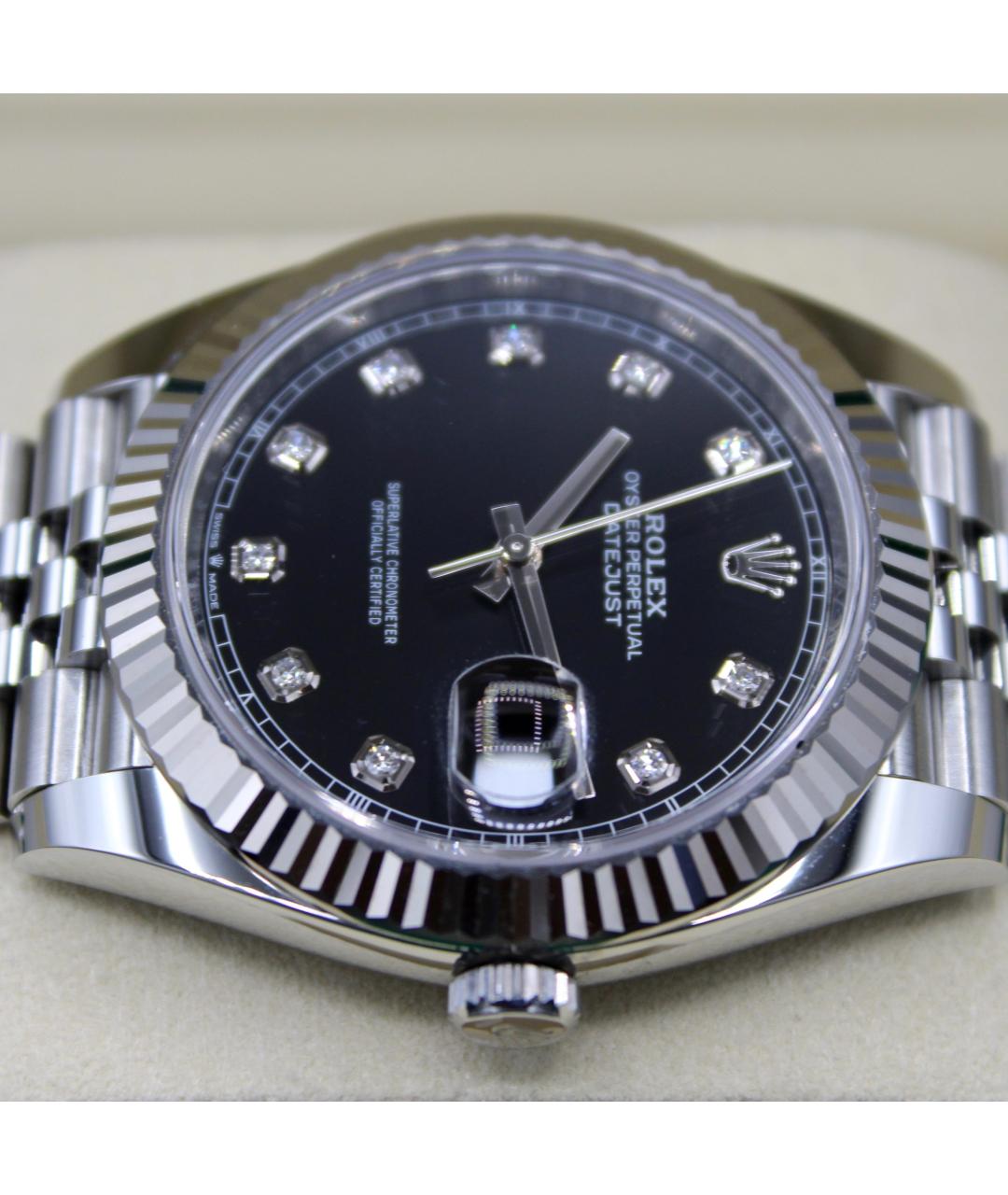 ROLEX Черные часы из белого золота, фото 3