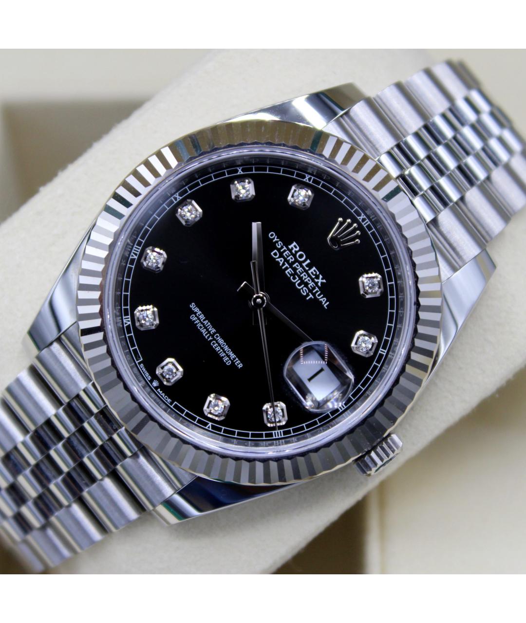 ROLEX Черные часы из белого золота, фото 4
