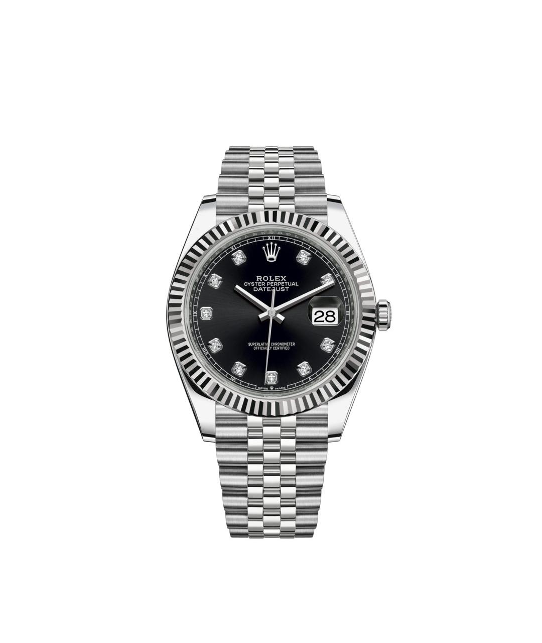 ROLEX Черные часы из белого золота, фото 1