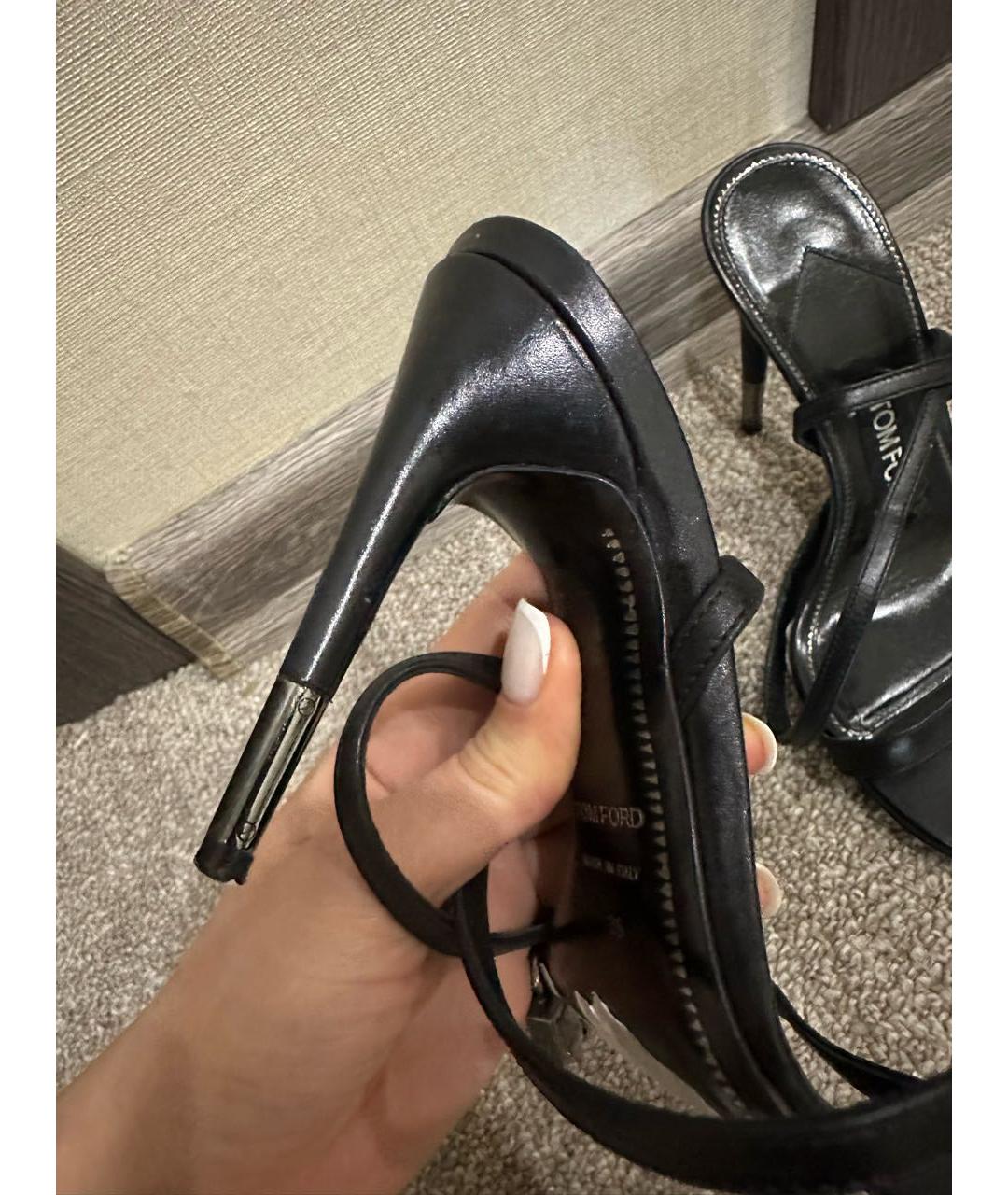 TOM FORD Черные кожаные босоножки, фото 4