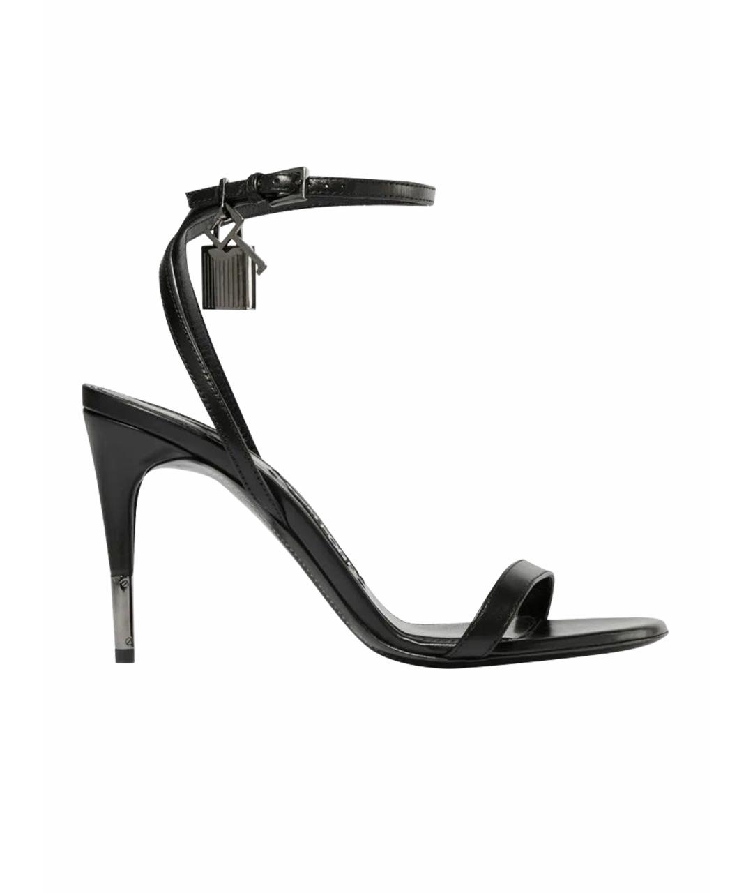 TOM FORD Черные кожаные босоножки, фото 1