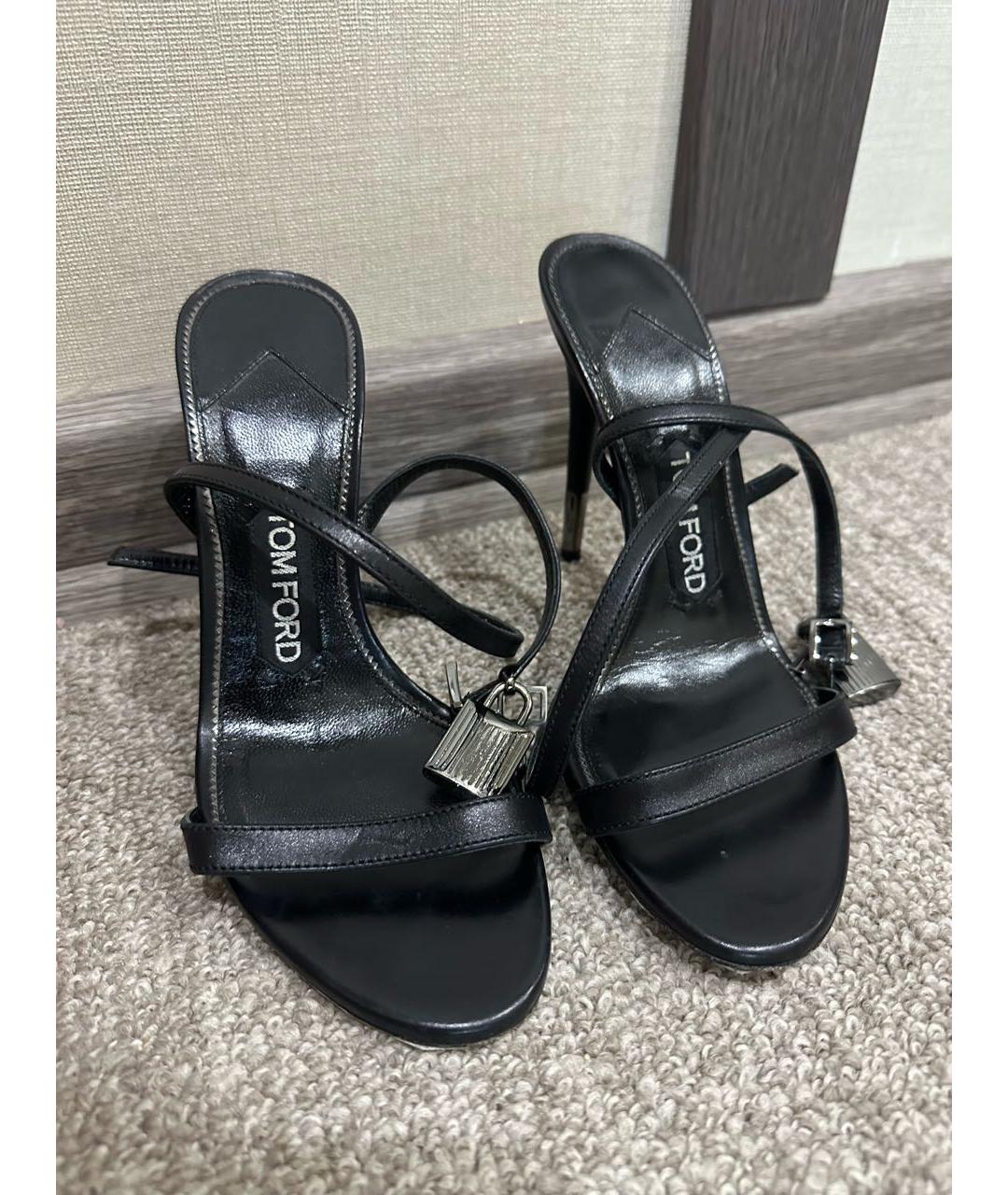 TOM FORD Черные кожаные босоножки, фото 2