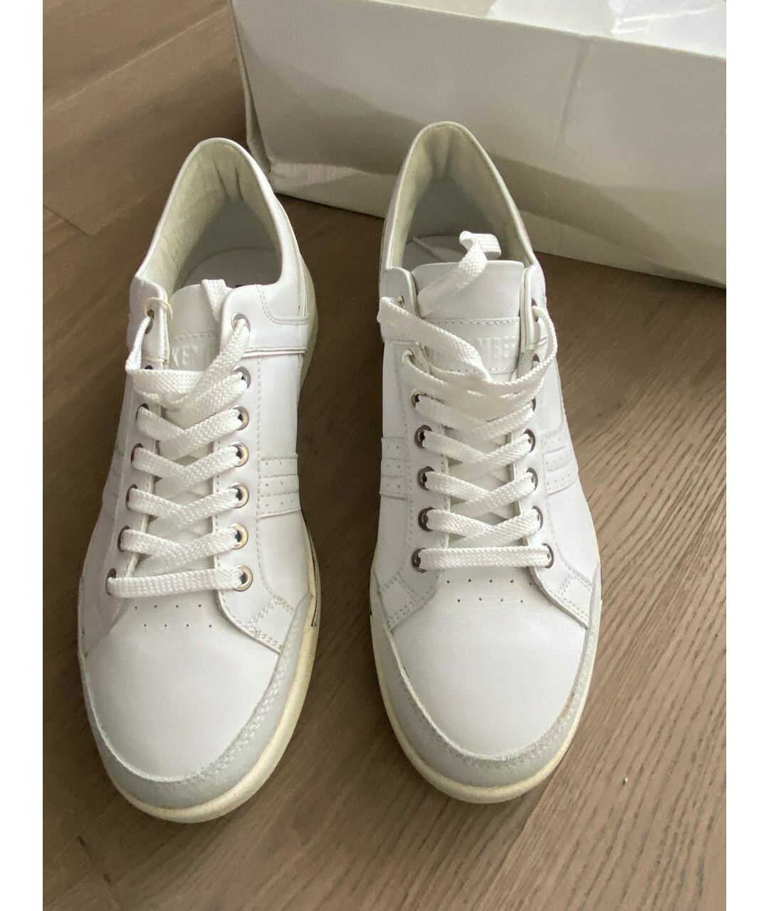 BIKKEMBERGS Белые кожаные низкие кроссовки / кеды, фото 2