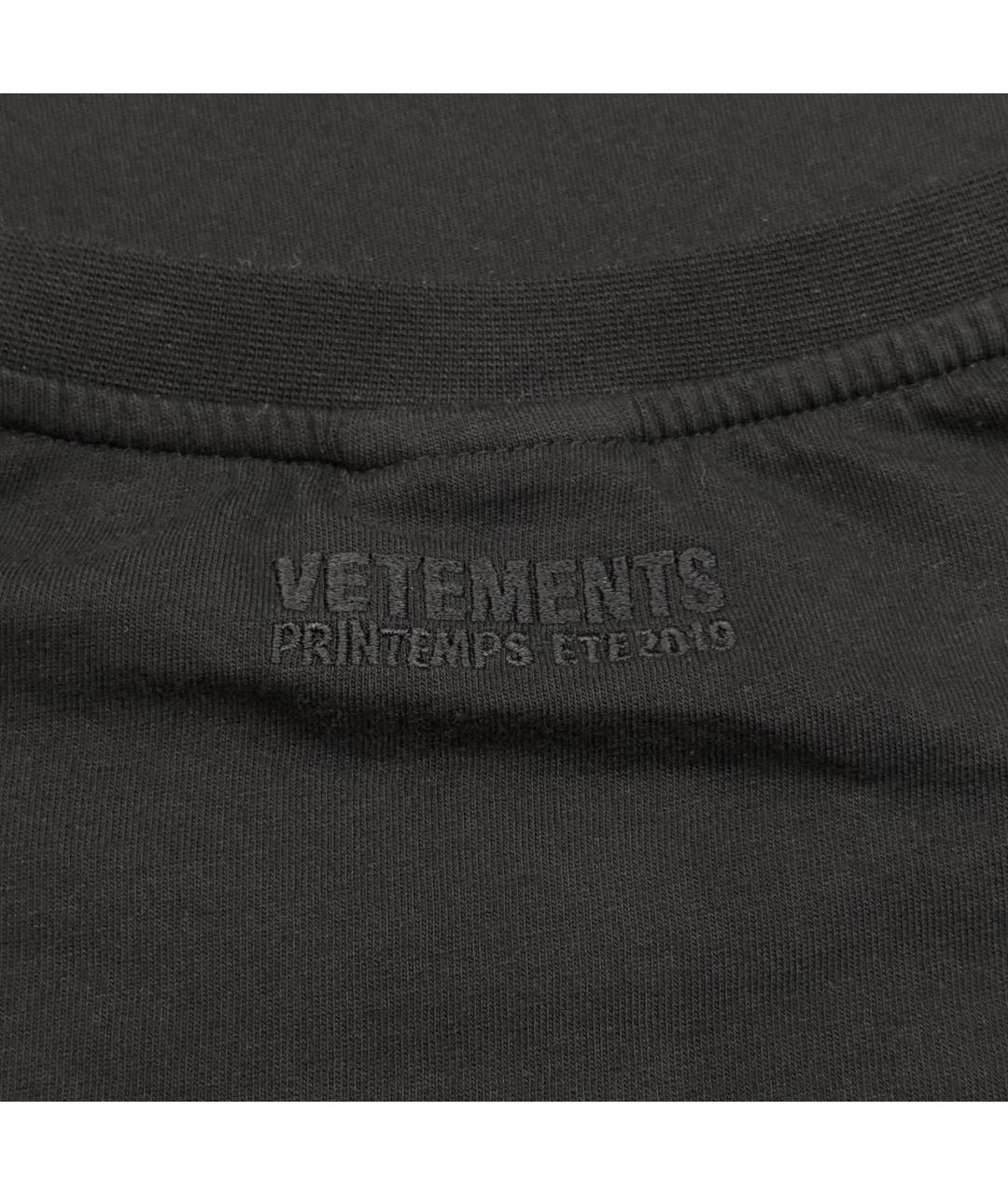 VETEMENTS Черная хлопковая футболка, фото 5