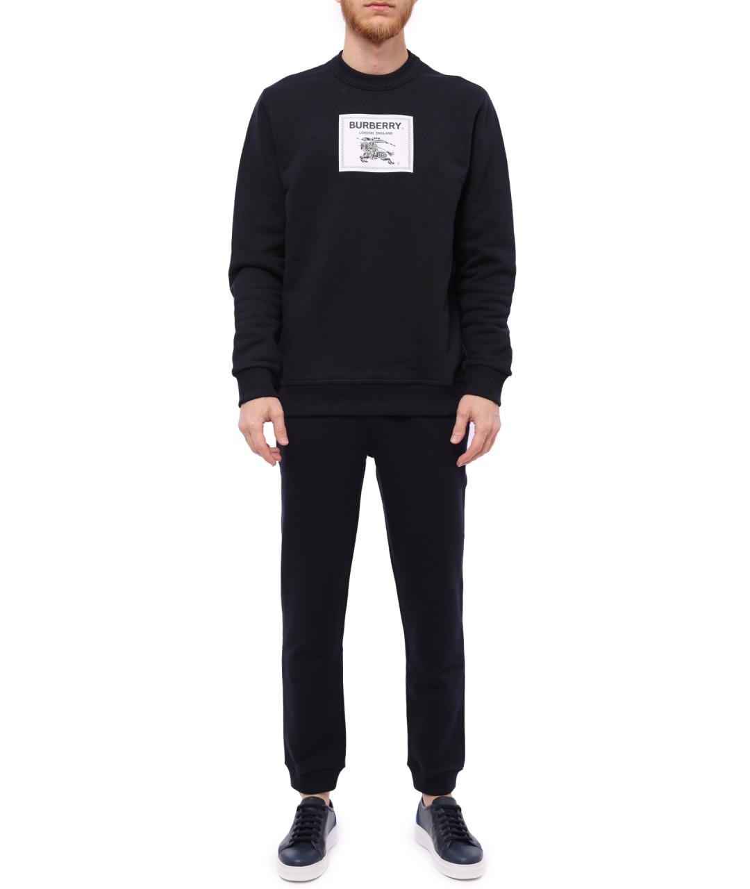 BURBERRY Черные хлопковые повседневные брюки, фото 2