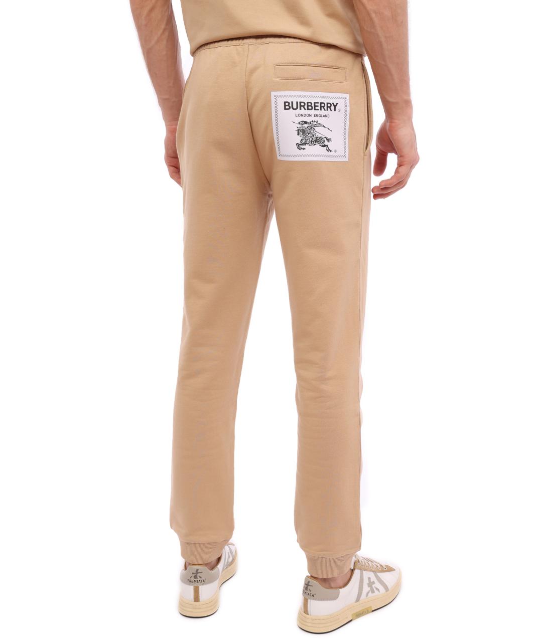 BURBERRY Бежевые хлопковые повседневные брюки, фото 4