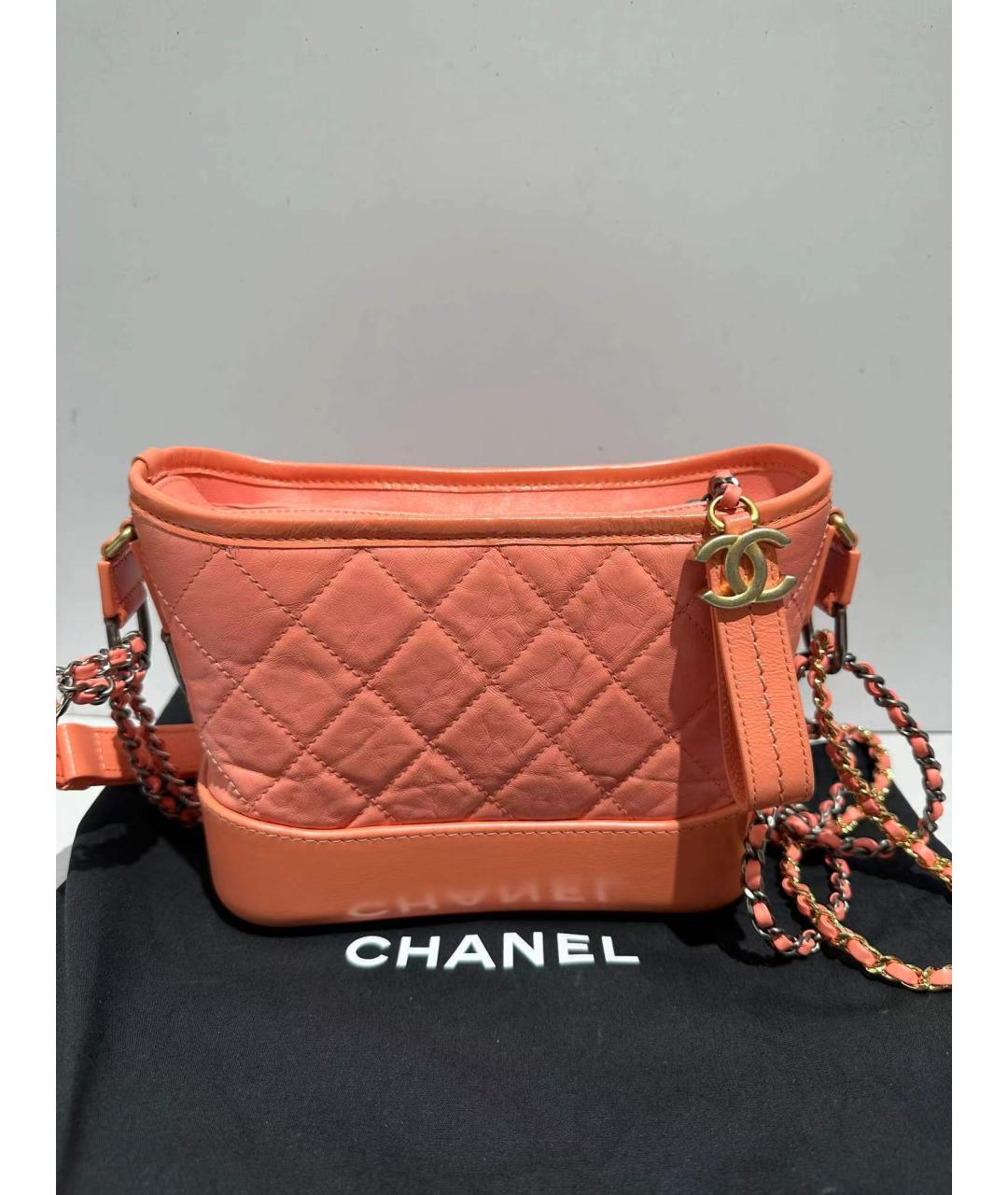 CHANEL Коралловая кожаная сумка через плечо, фото 2