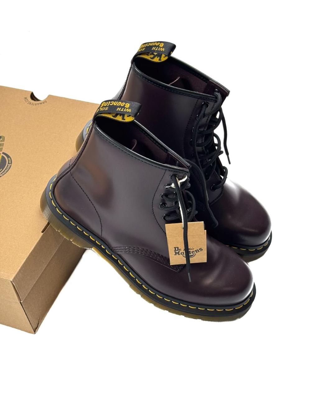 DR. MARTENS Бордовые кожаные высокие ботинки, фото 2