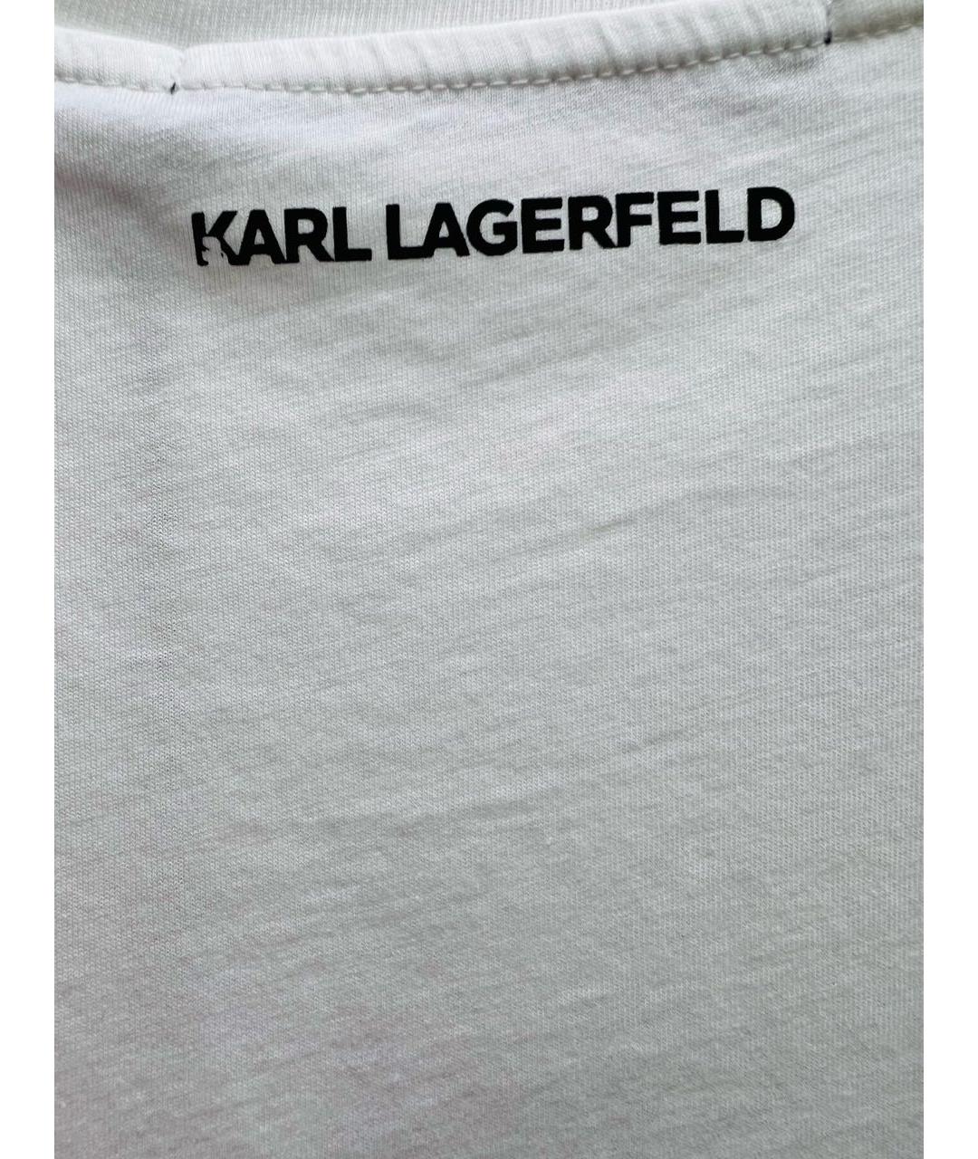 KARL LAGERFELD Белая хлопковая футболка, фото 4