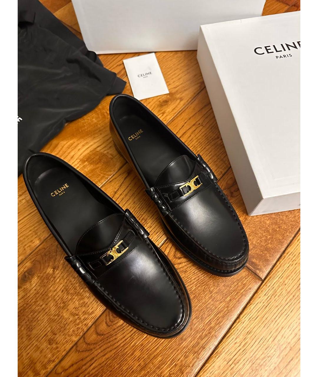 CELINE Черные кожаные лоферы, фото 3