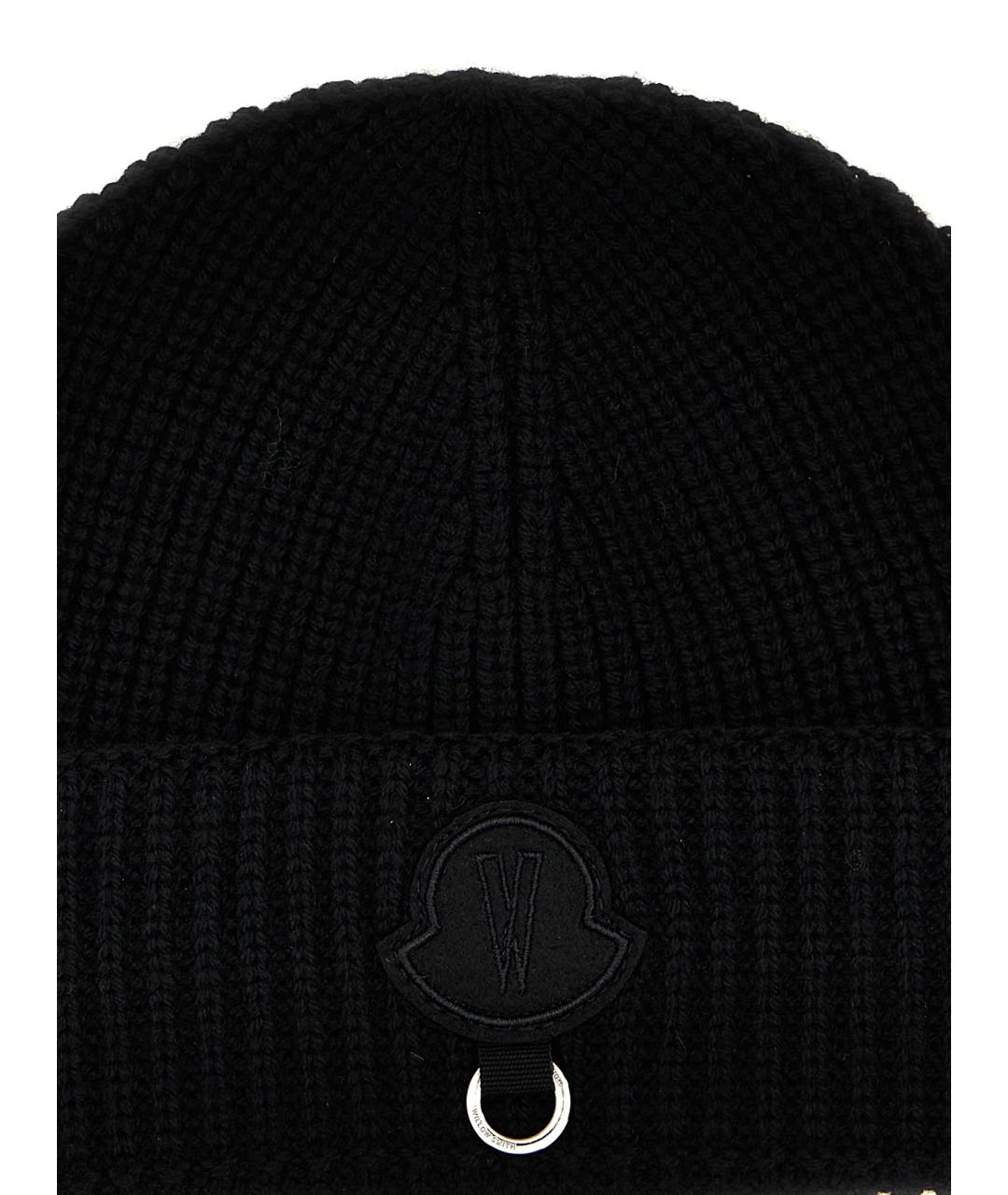 MONCLER Черная шерстяная шапка, фото 3