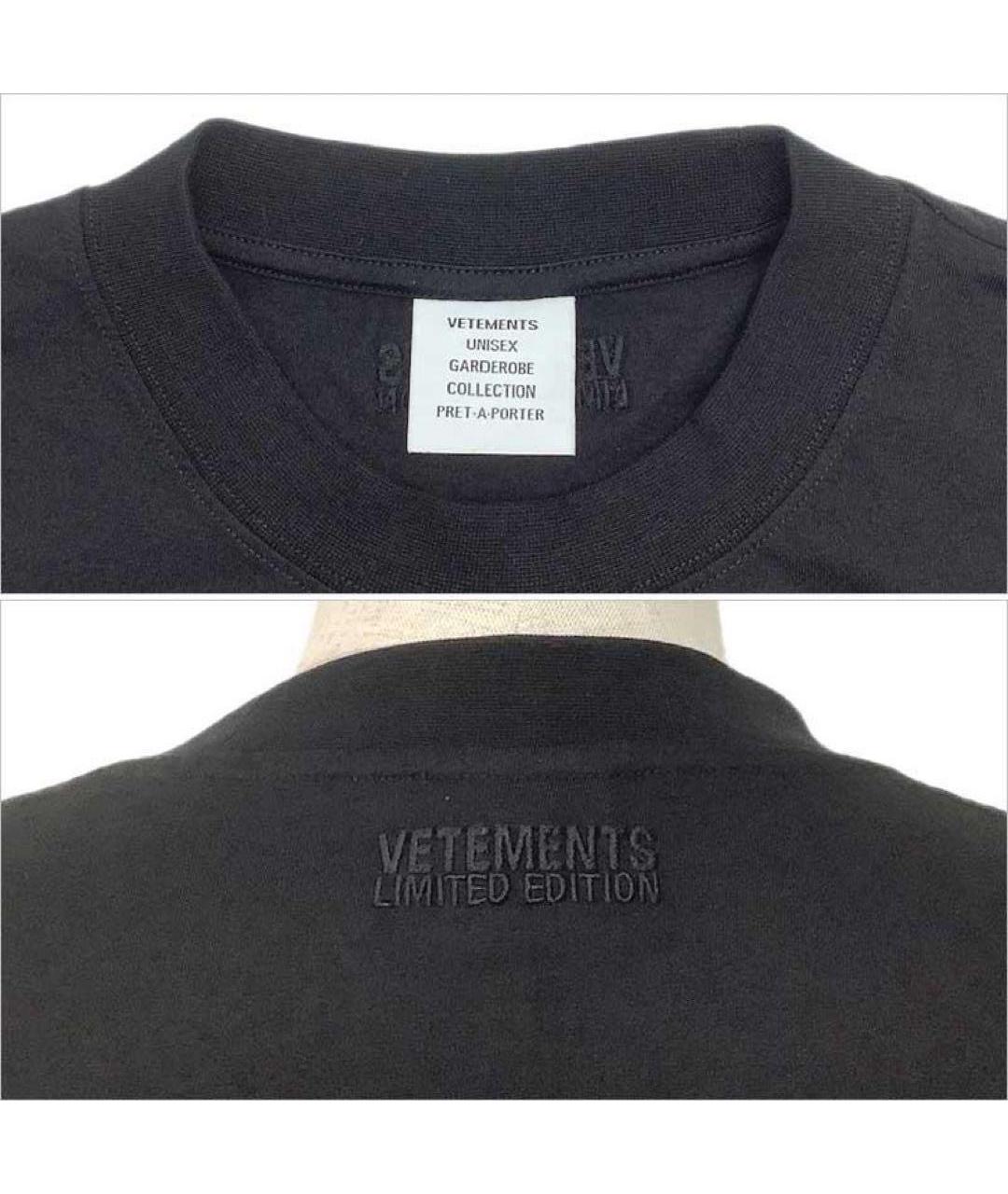 VETEMENTS Черная хлопковая футболка, фото 4