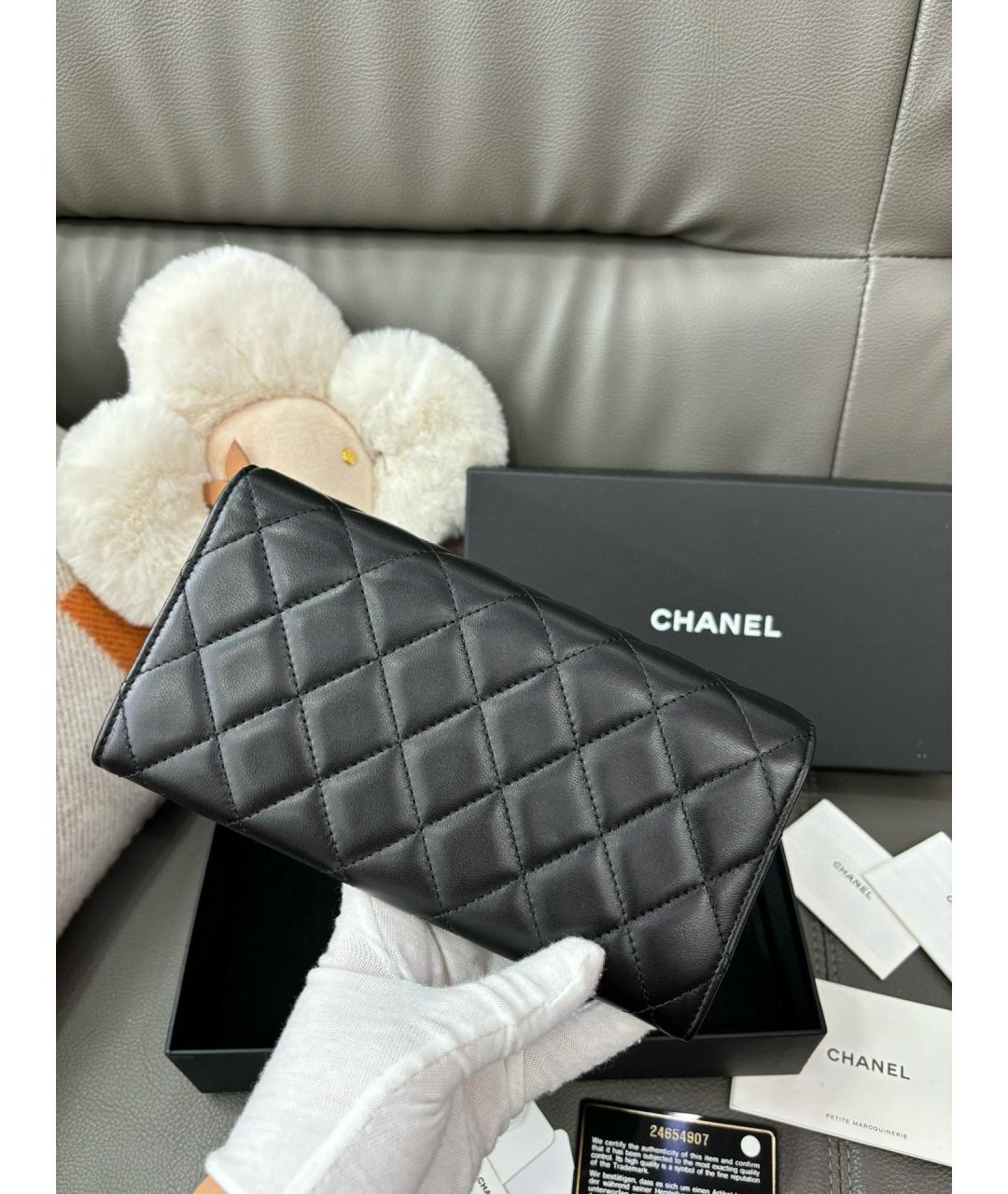 CHANEL Черный кожаный кошелек, фото 5