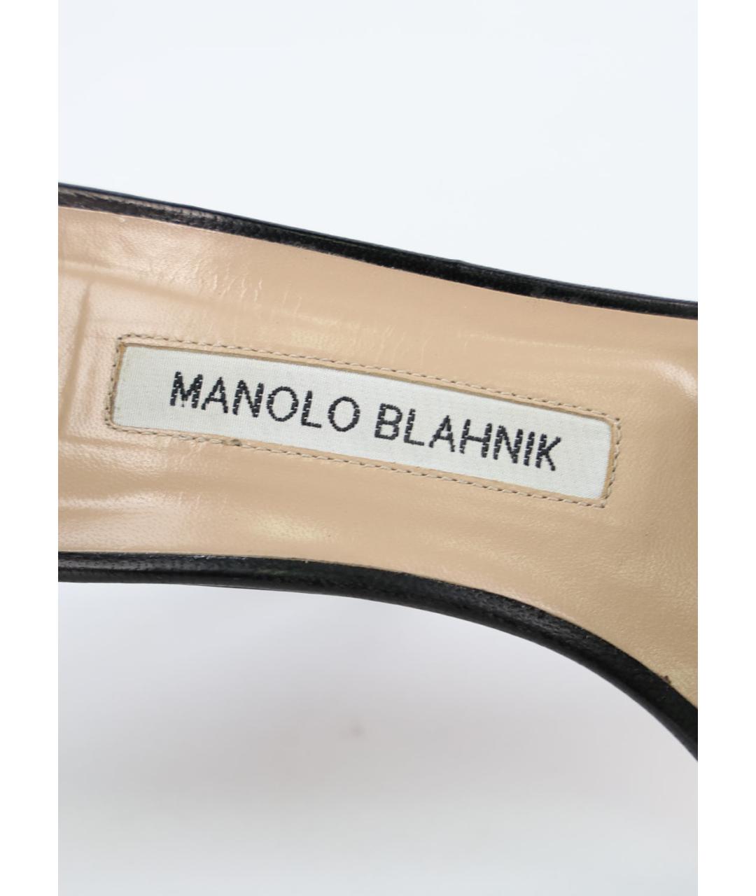 MANOLO BLAHNIK Черные кожаные босоножки, фото 5