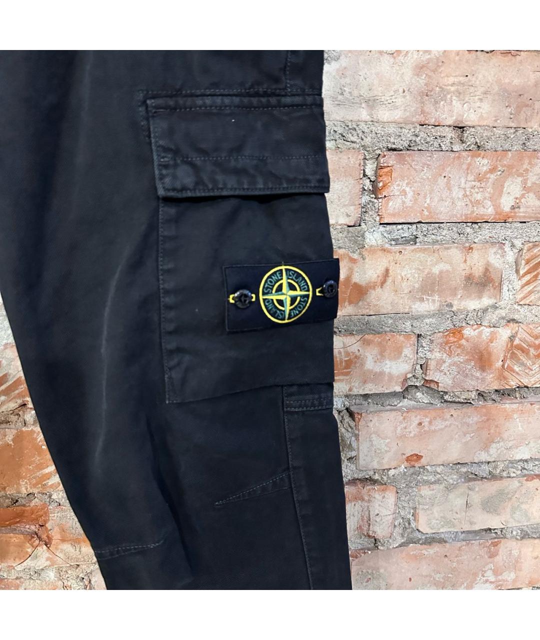 STONE ISLAND Черные хлопковые повседневные брюки, фото 3