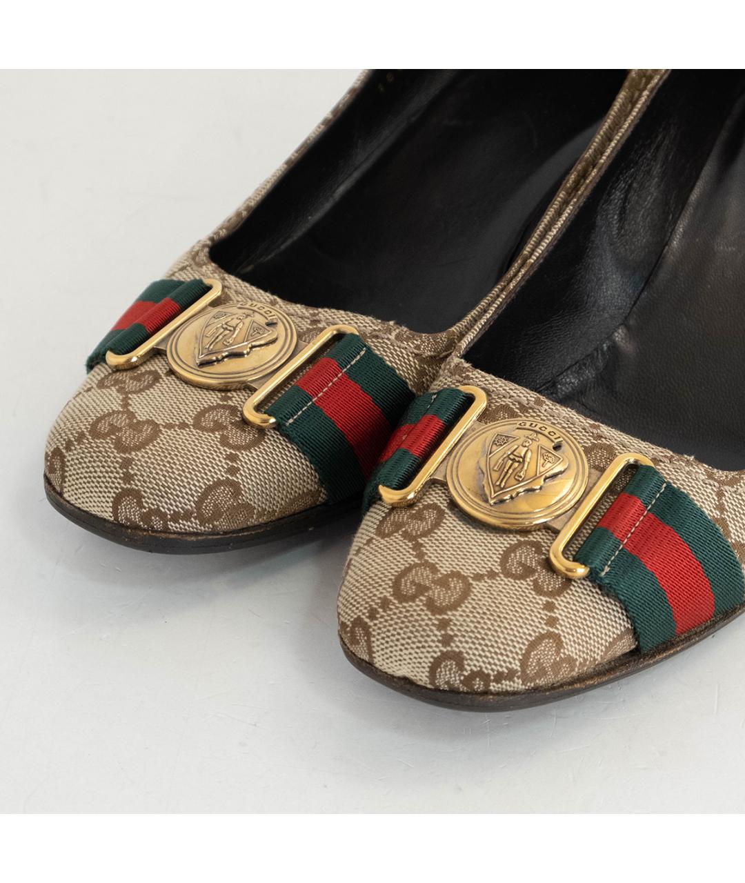 GUCCI Коричневые текстильные туфли, фото 3