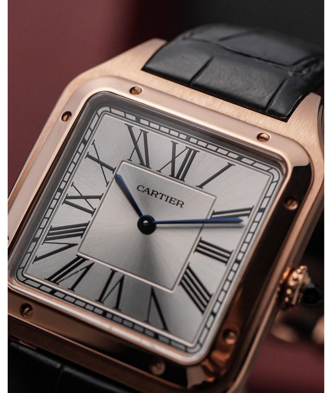 CARTIER Черные часы из розового золота, фото 4