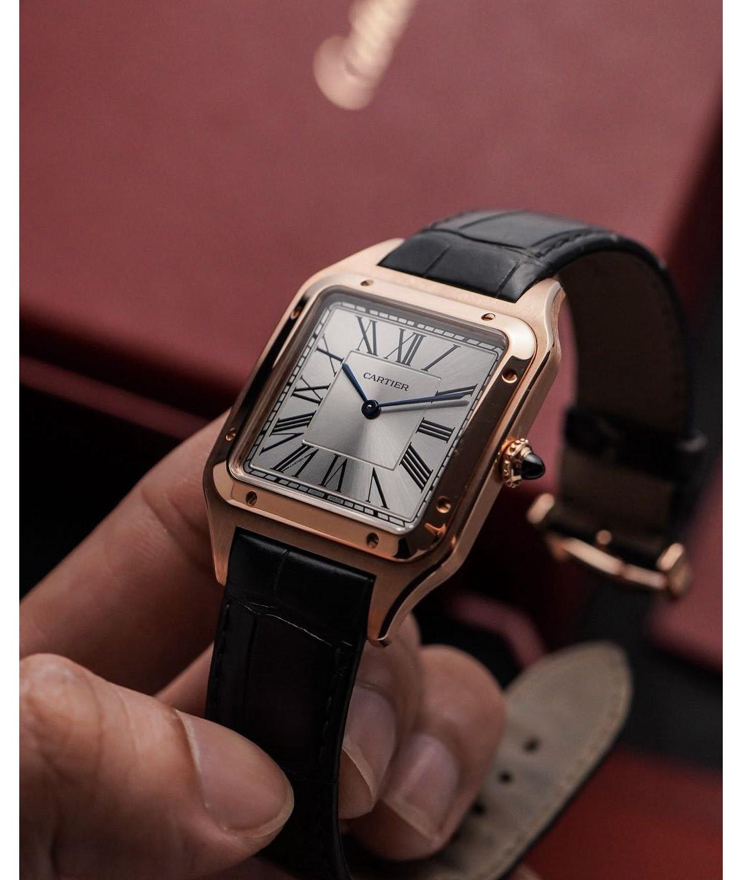 CARTIER Черные часы из розового золота, фото 6