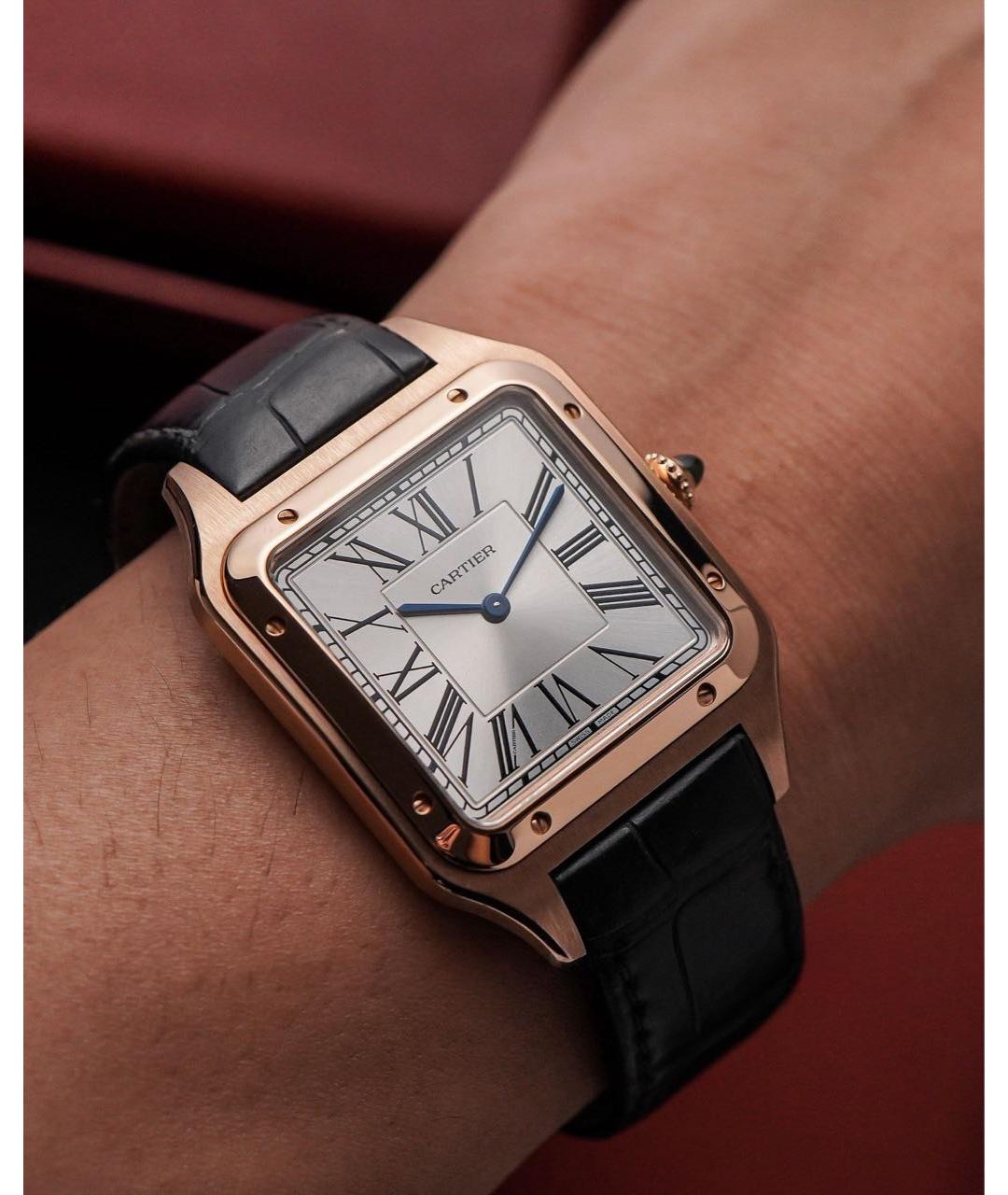 CARTIER Черные часы из розового золота, фото 5