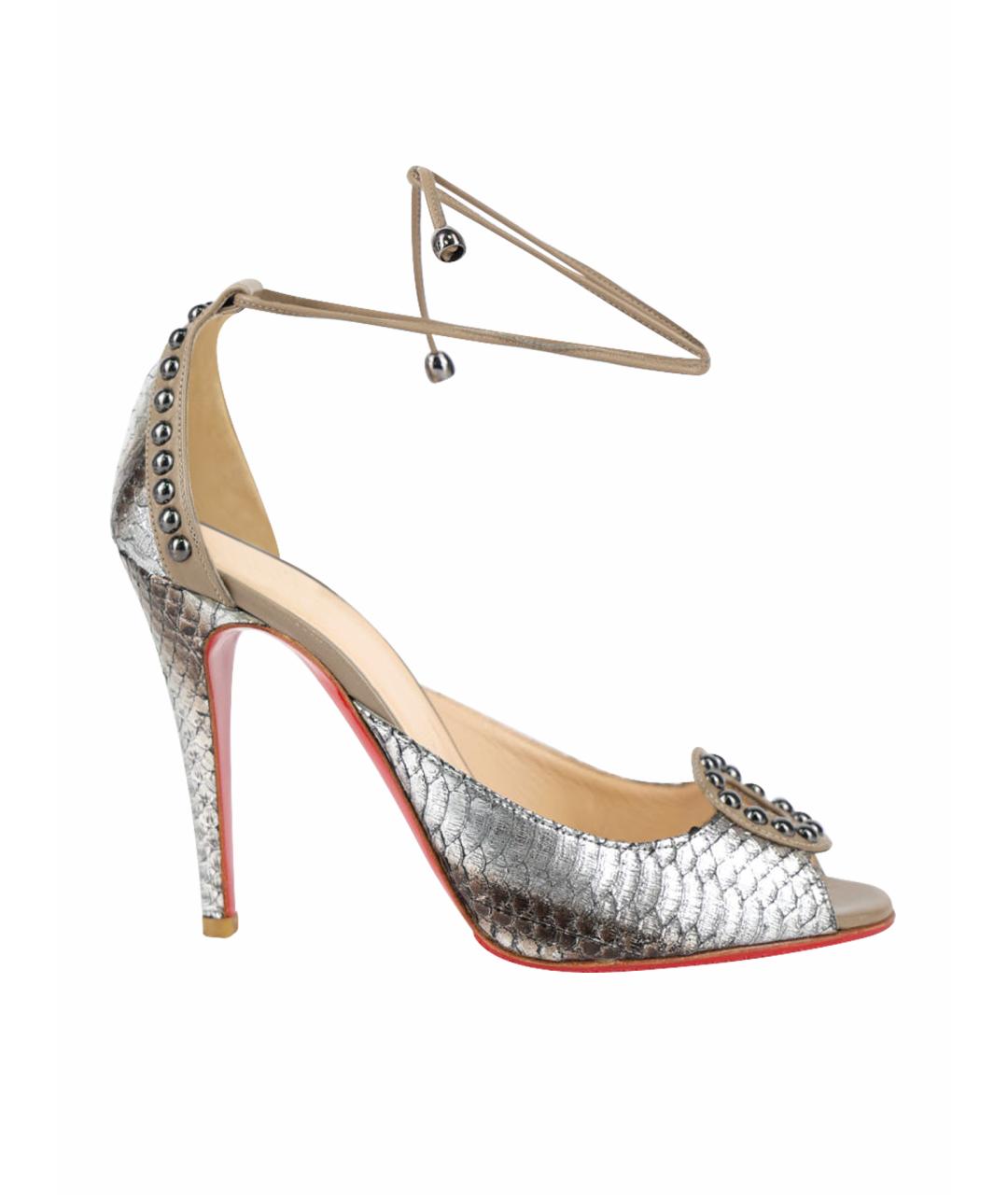 CHRISTIAN LOUBOUTIN Серебряные кожаные туфли, фото 1